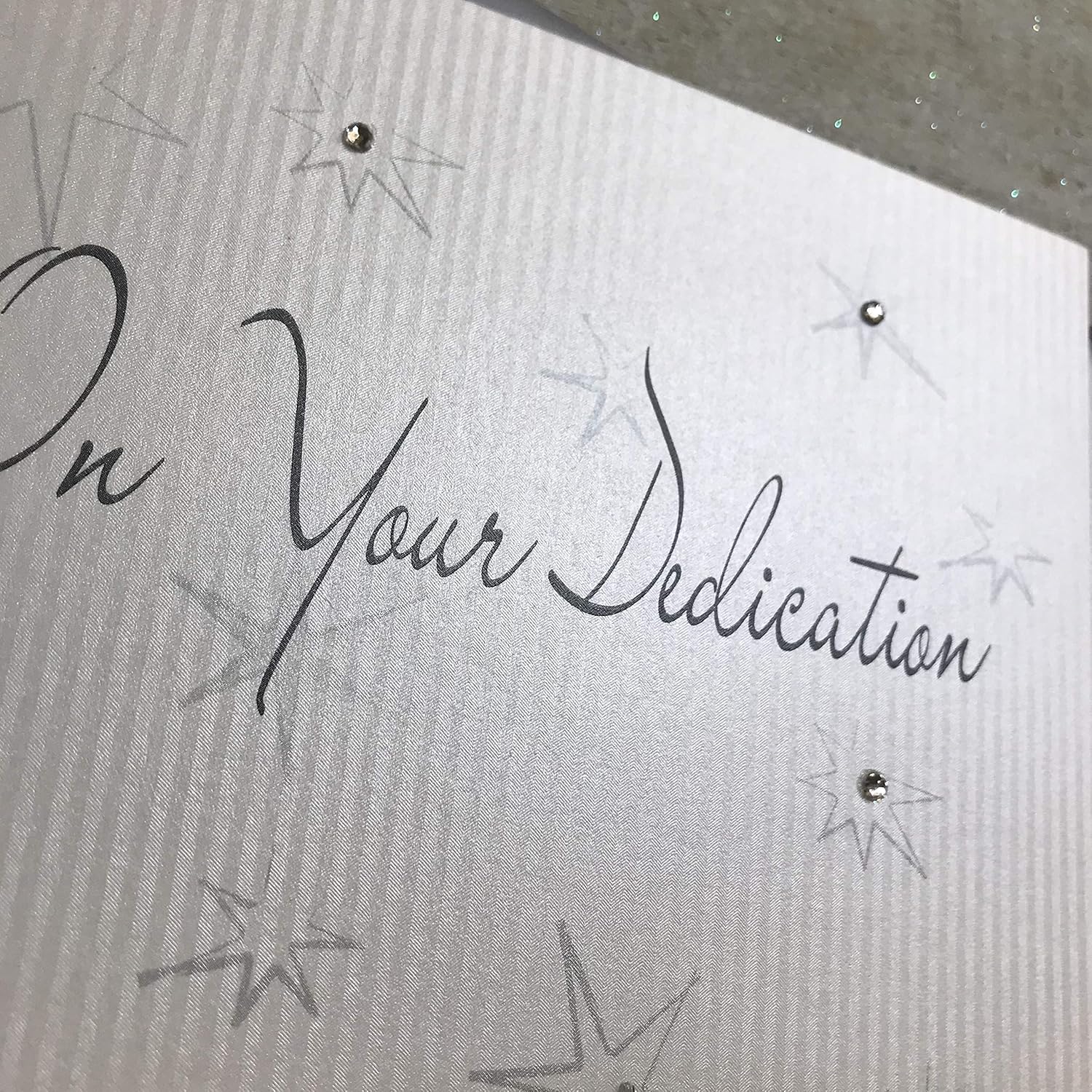 White Cotton Cards On Your Dedication Stars Handmade Card, PD123, 16cm x 16cm - Image 3