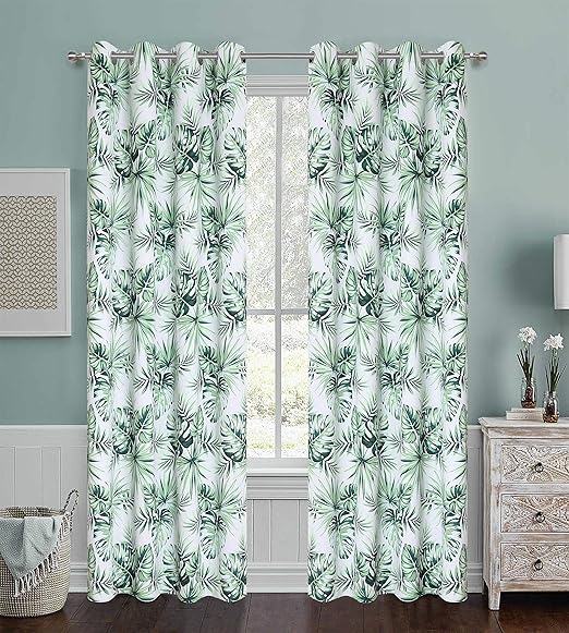 Amazon Com Floral Printed Blackout Curtains Spring Plant Green