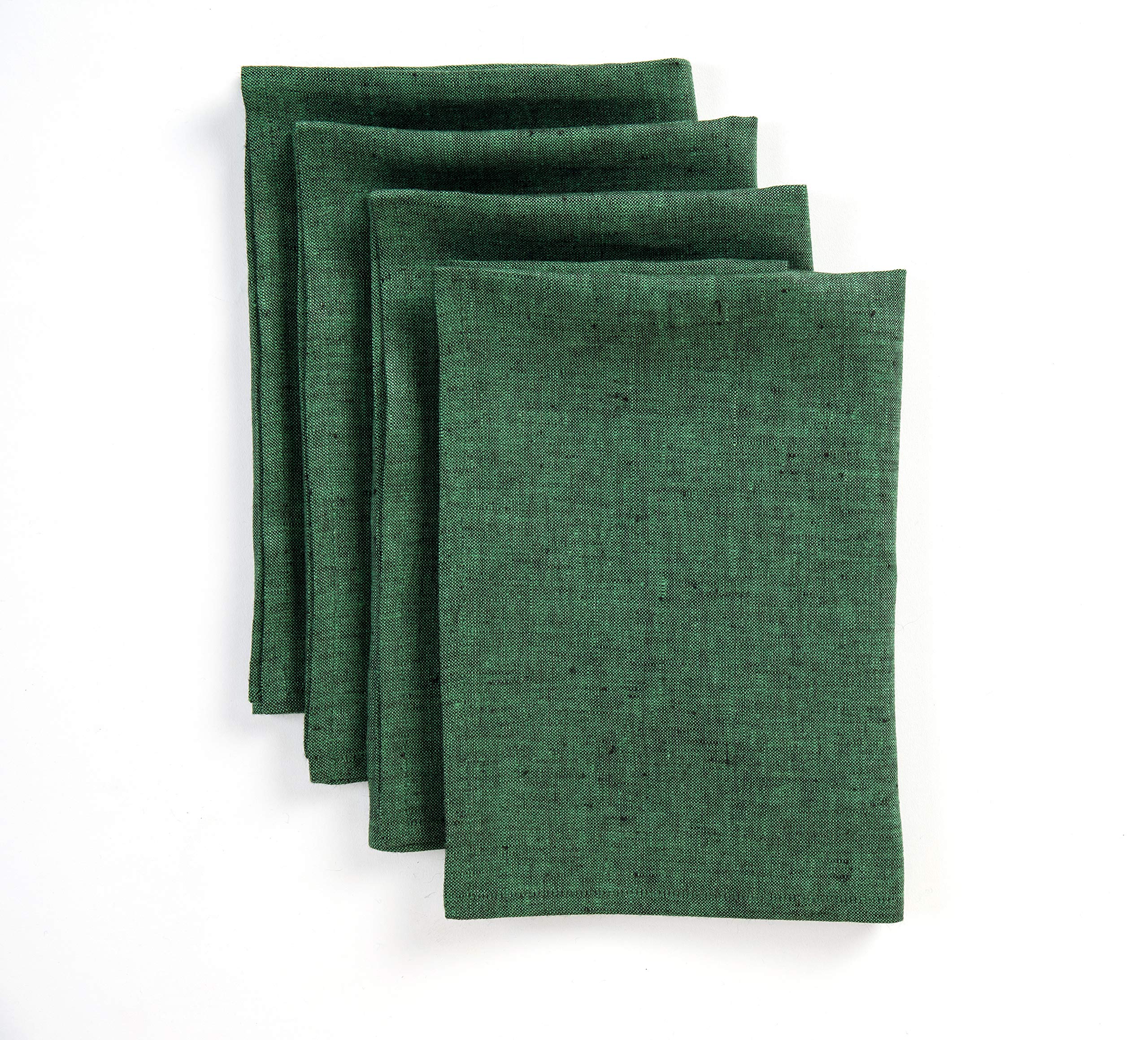 Solino Home Linen Cloth Napkins Set of 4-100% Pure Linen Forest Green Dinner Napkins 20 x 20 Inch for Easter - Athena, Handcrafted and Machine Washable