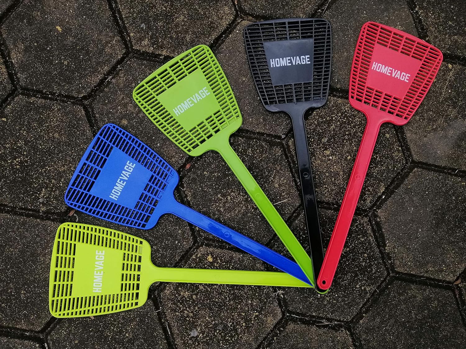 HOMEVAGE Fly Swatter Heavy Duty, Strong Flexible Manual Swat Set, Long Handle, Weight Up to 1.1 OZs/One - PE Material, Durable - Best Insects, Bugs, Spiders, Fly Killer for Outdoor and Indoor, 5 Pack: Garden & Outdoor
