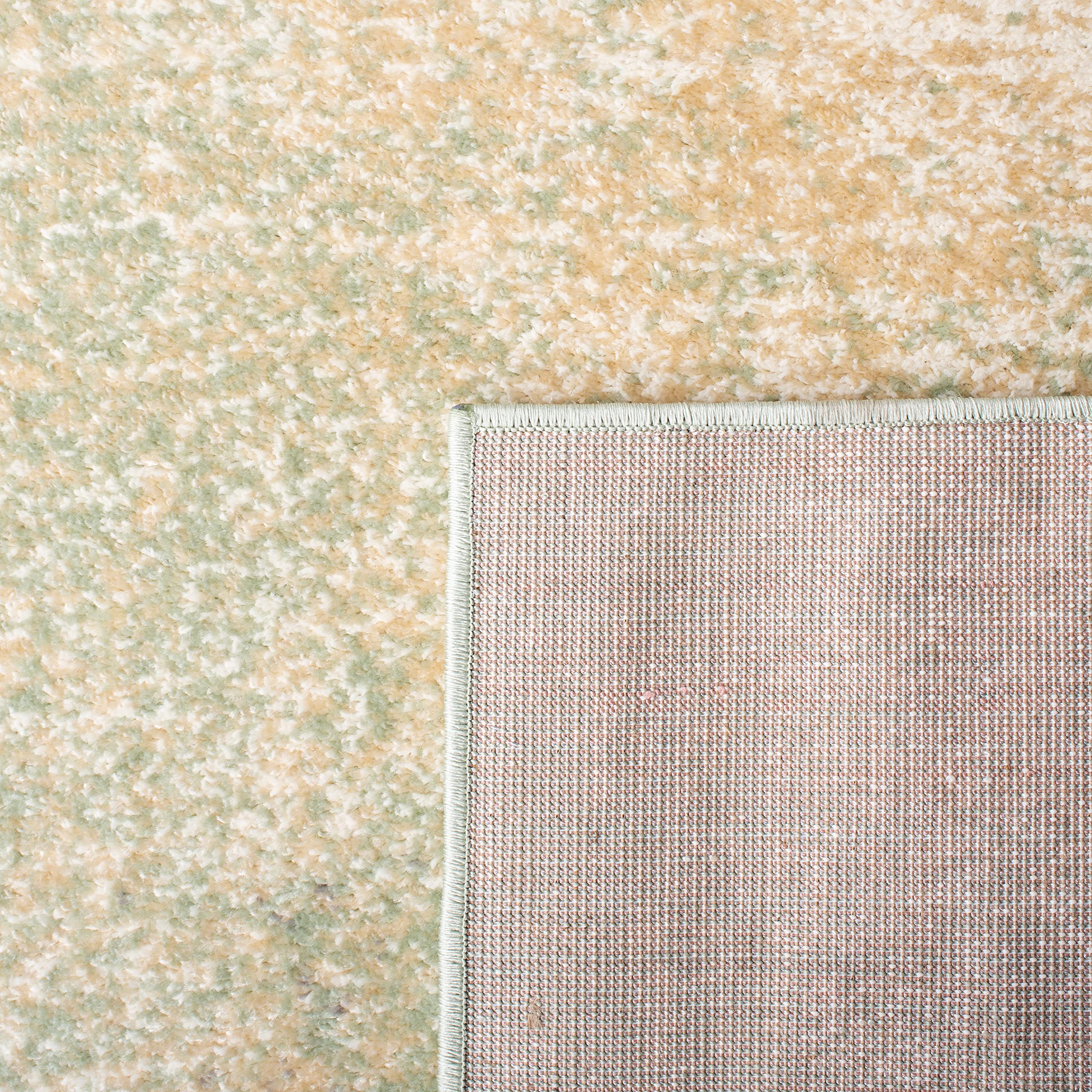 SAFAVIEH Adirondack Collection Area Rug - 12' Square, Ivory/Sage, Geometric Design, Ideal for High Traffic Areas in Living Room, Bedroom, Dining (ADR112W) Image