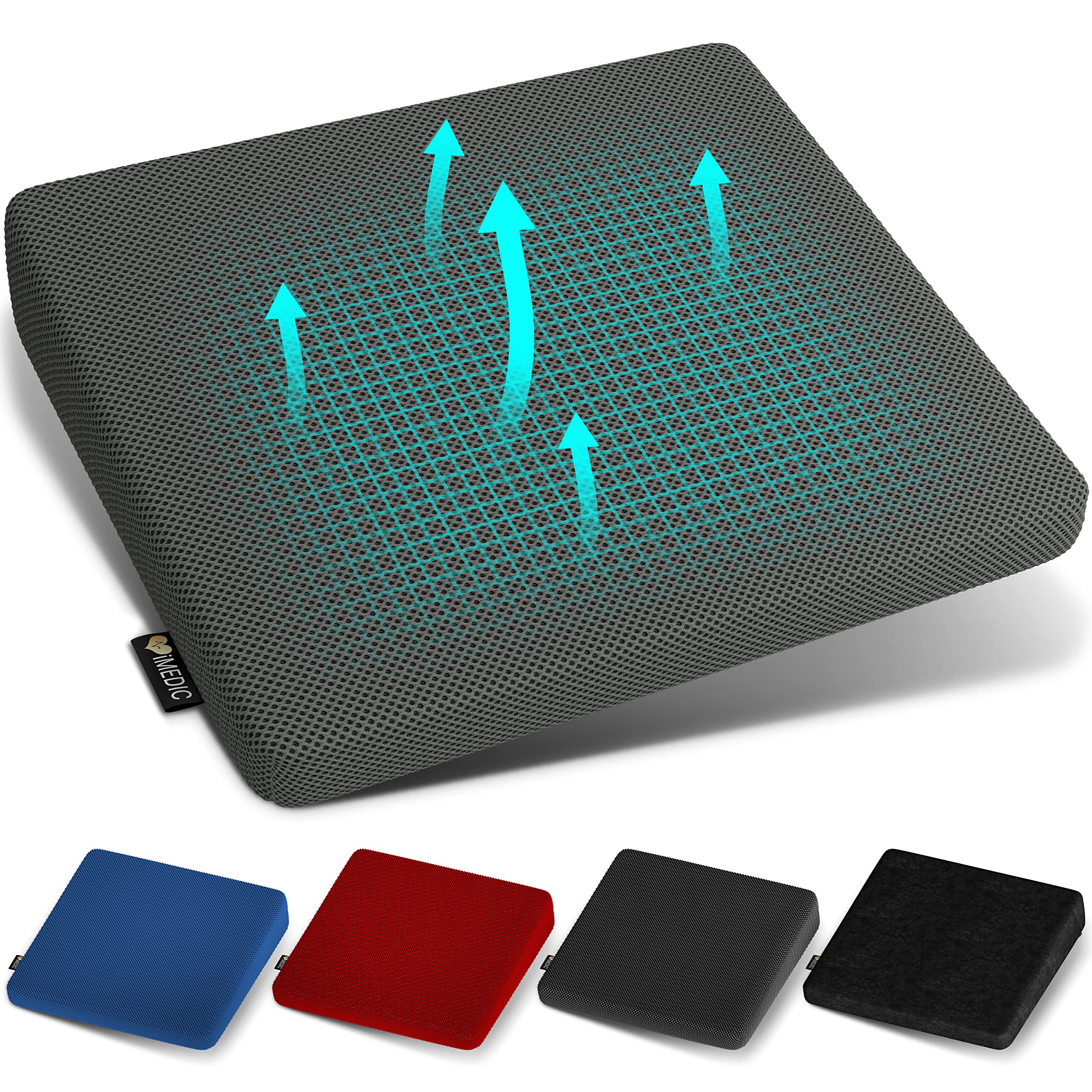 iMedic Wedge Pillow โ Lumbar Support Cushion for Office โ Chair Back Support & Bed Wedge for Adults โ Office Cushion & Back Support Pillow for Bed โ Wedge Pillows for Sitting Comfort - Grey 3D Mesh