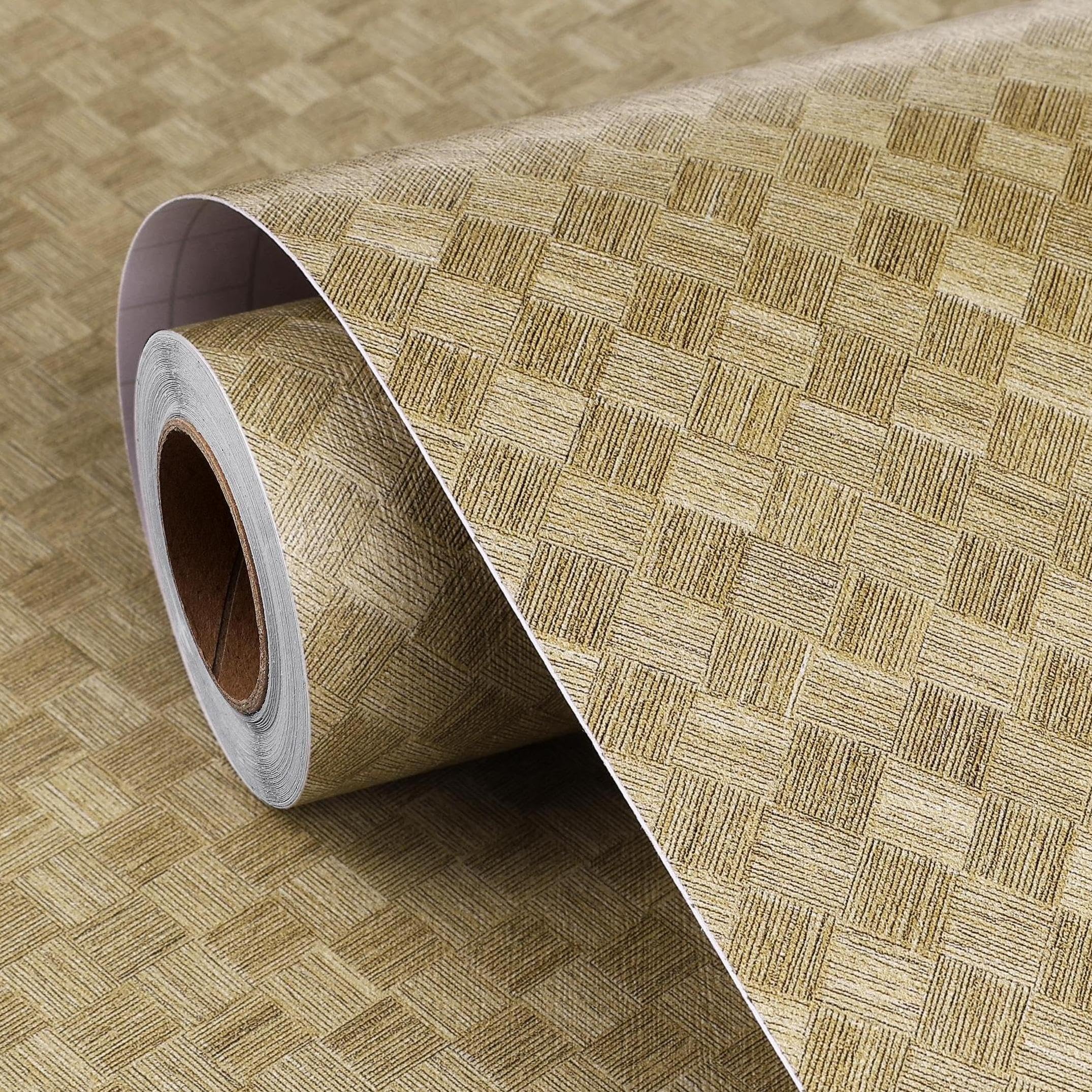 FunStick 60CM×5M Brown Bedroom Wallpaper with Pattern Waterproof Bathroom Wallpaper Sticky Back Plastic Walls Geometric Vinyl Wrap for Furniture Kitchen Cupboards Brown Vintage Wallpapers for Bedroom