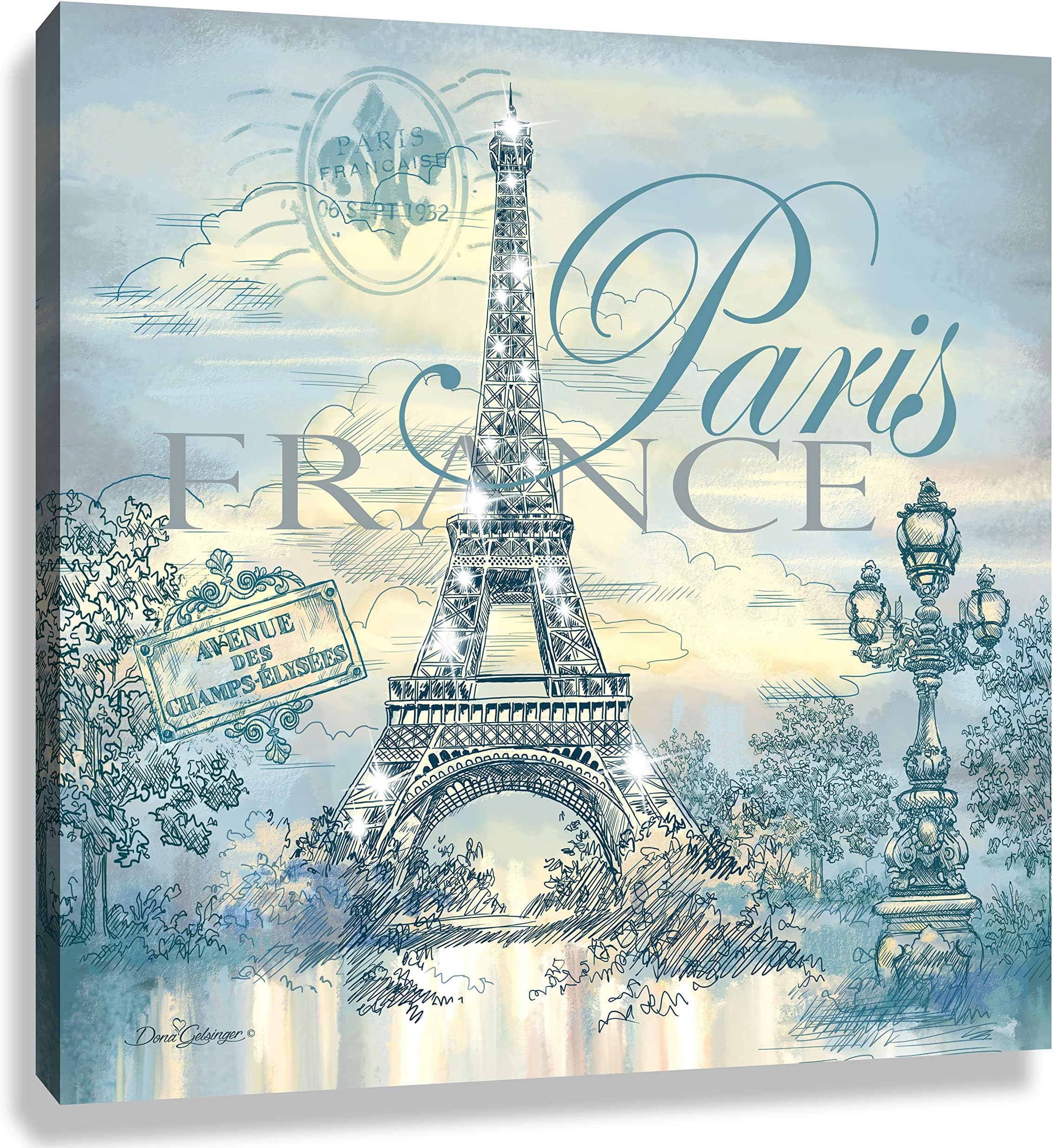 Glow Decor Paris Pizazz Print with Swarovski Crystals, Multi