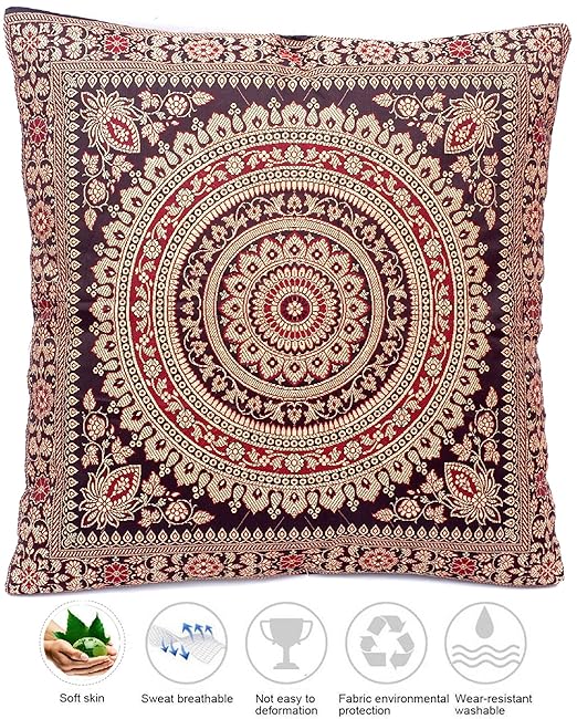 Ruwado Schwarz Seide Kissenbezug | Zierkissenbezug | Sofakissenbezug | Dekokissen - 40 cm x 40 cm ***Handgewebt und Handgefer