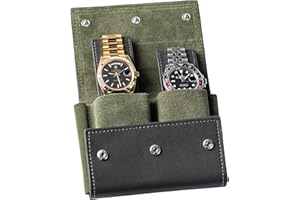 QWATCHBANDS Watch Travel Case Pouch - Genuine Leather Watch Pouches for 1 or 2 Watches - Luxury Watch Accessories in 10 Colors