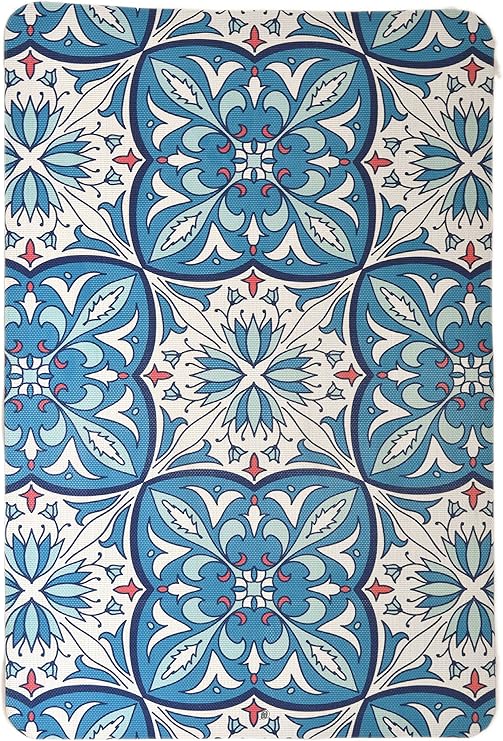 Amazon Com American Chateau Cyan White Talavera Tile Design Rug