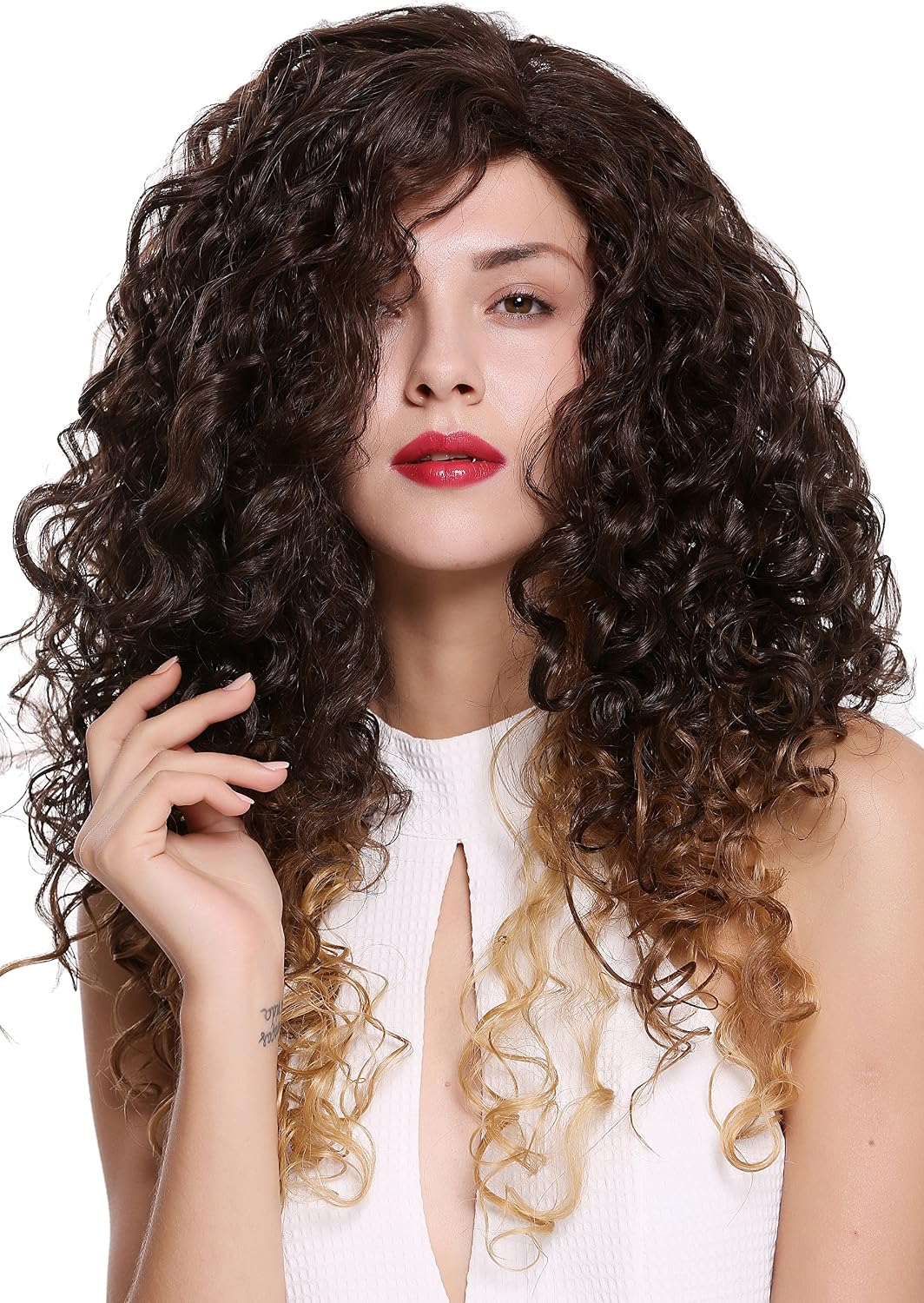 WIG ME UP, AMOG-10+10CM-R674 Quality women's wig loose hair long curls lady voluminous brown blonde mix