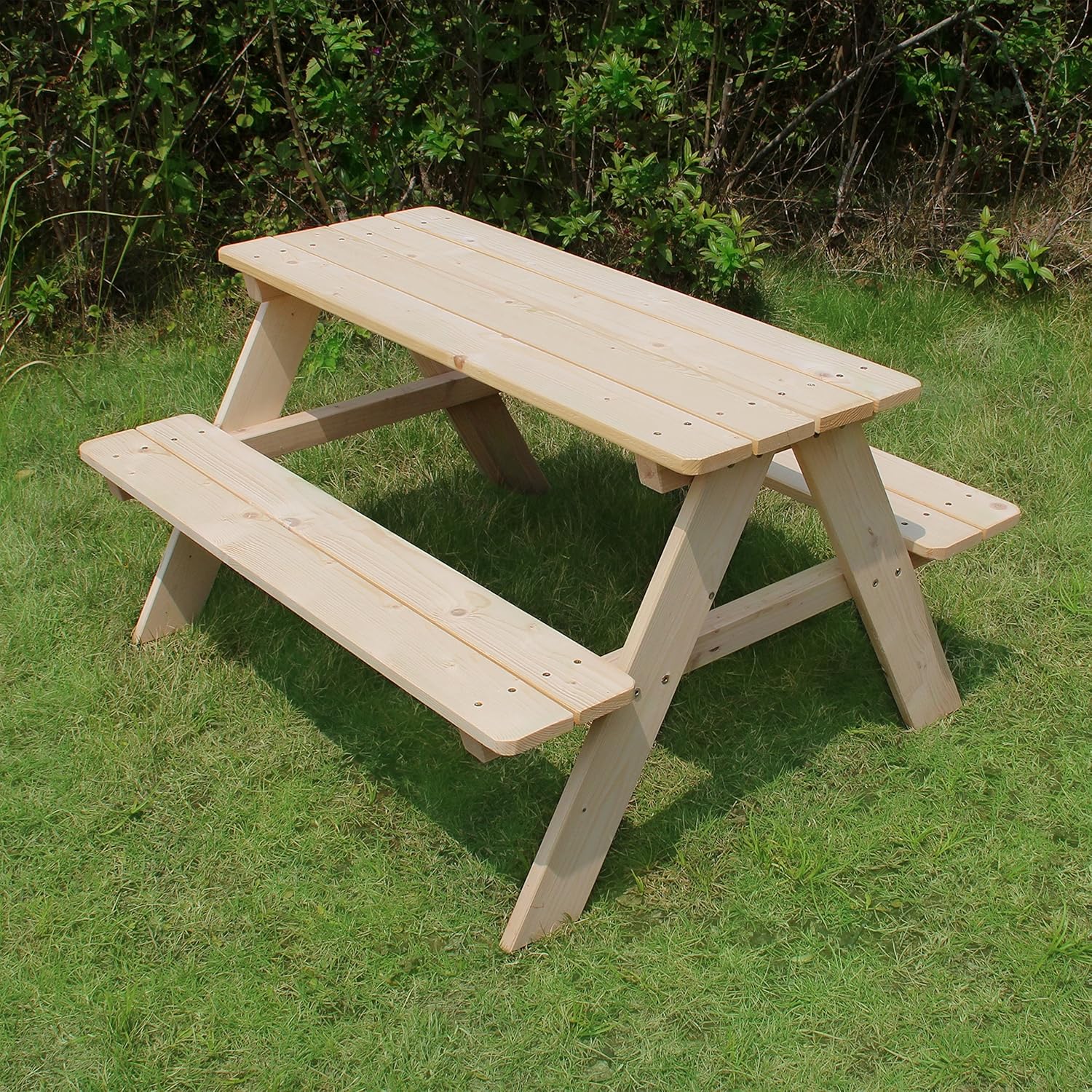 Merry Garden Kids Wooden Picnic Bench Outdoor Patio Dining Table, Natural : Outdoor Benches : Garden & Outdoor