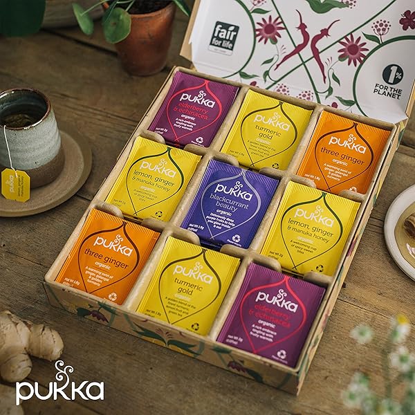 PUKKA ORGANIC GIFT SET TEA BAGS, SUPPORT SELECTION BOX HERBAL TEA, 45 TEA BAGS