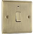 BG Electrical Single Wall Switch with LED Power Indicator, Double Pole, Raised and Slim Profile, Round Edges, Nexus Metal, Antique Brass, 20A, NAB31
