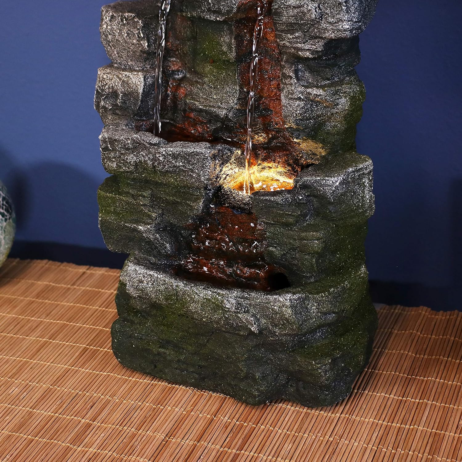 Sunnydaze 14-Inch Towering Cave Waterfall Indoor Tabletop Water Fountain with LED Light - Small Interior Water Feature for Home and Office - Mini Decorative Fountain: Kitchen & Dining