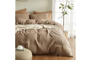 SE SOFTEXLY Muslin Duvet Cover King Size, 100% Washed Cotton Duvet Cover Set, Ultra Soft Comforter Cover Linen Like, 3 Pieces