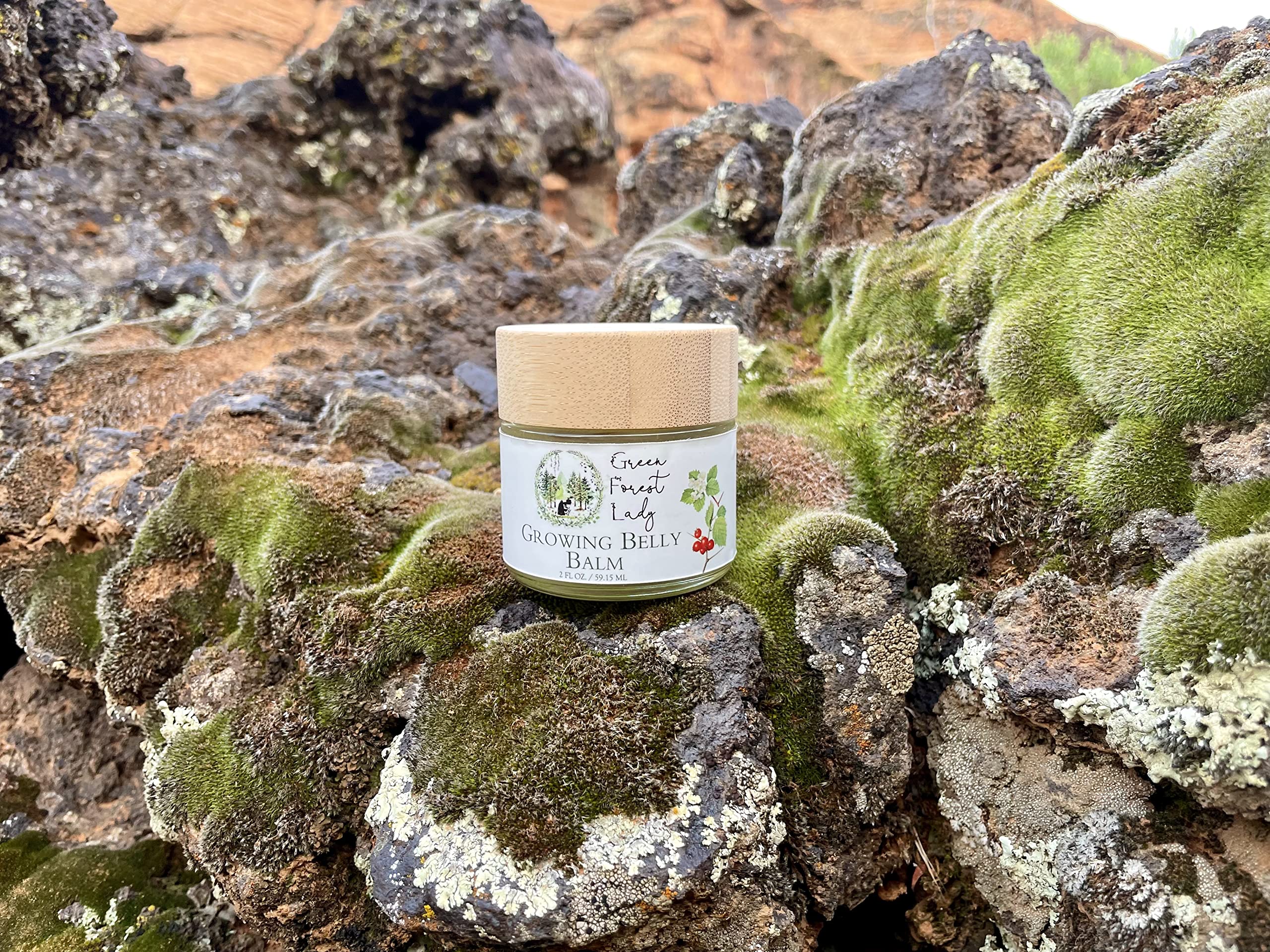 Green Forest Lady-Organic Growing Belly Balm to Support Skin as it Stretches in Pregnancy | Improves Elasticity | Moisturizes Skin | Soothes Itching | 2 FL. OZ./59.15 ML.