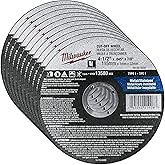Milwaukee 10 Pack - 4 1 2 Cutting Wheels for Grinders - Aggressive Cutting for Metal & Stainless Steel - 4-1/2" x .045 x 7/8-