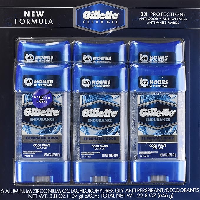 Amazon.com : Gillette Endurance men's clear gel antiperspirant, 6 Count