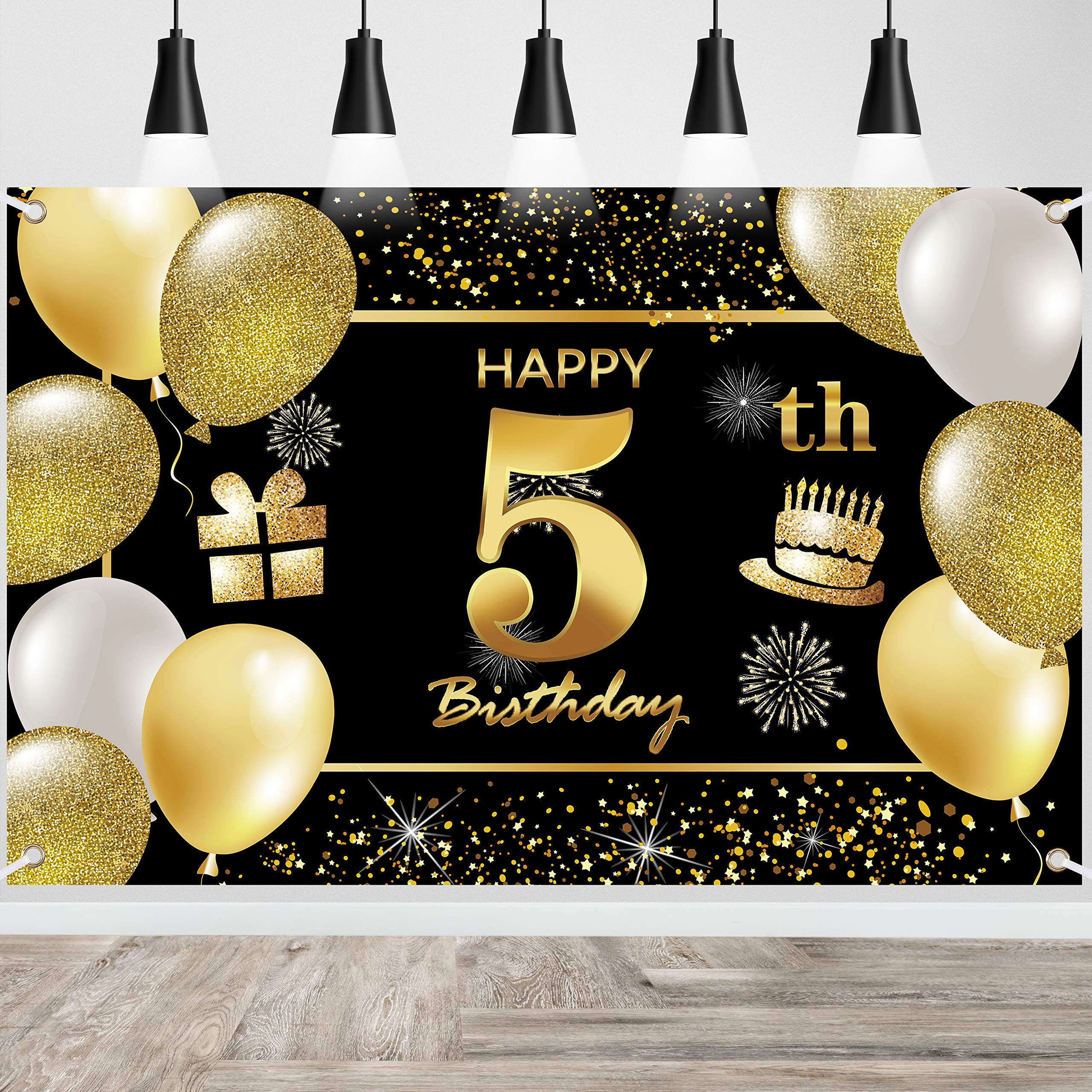 5th Happy Birthday Banner IMISI Birthday Decorations Backdrop for Party