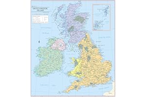 Cool Owl Maps United Kingdom & Ireland Wall Map Poster - Rolled 24"x27" (Paper)