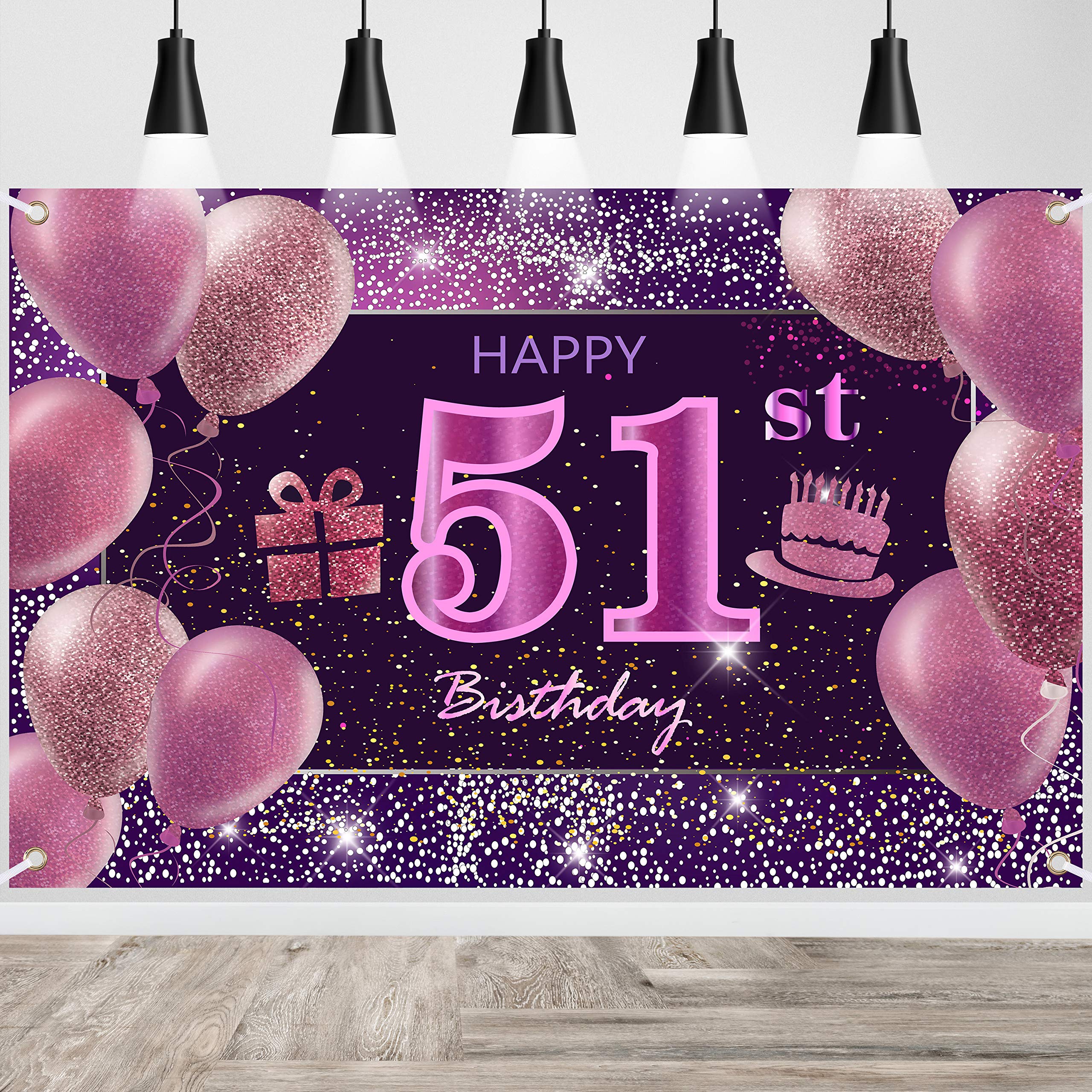 IMISI Happy Birthday Banner & Backdrop Decorations - Pink, Perfect for Parties