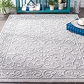 SAFAVIEH Washable Rug Outdoor Global Collection - 8' x 10', Blue & Grey, Non-Shedding & Easy to Clean, Ideal for Patio, Backy