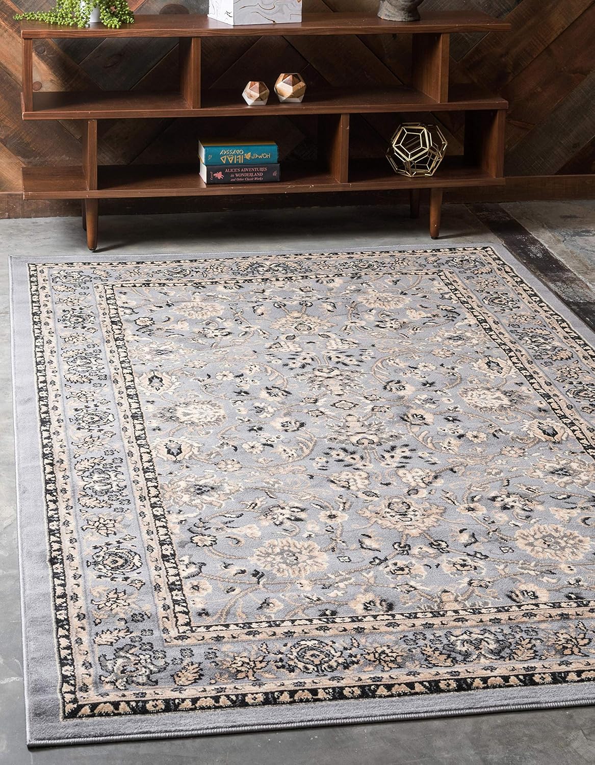 Unique Loom Kashan Collection Traditional Floral Overall Pattern with Border Gray Area Rug (2' 2 x 3' 0)