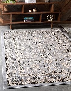 Unique Loom Kashan Collection Traditional Floral Overall Pattern with Border Gray Area Rug (2' 2 x 3' 0)