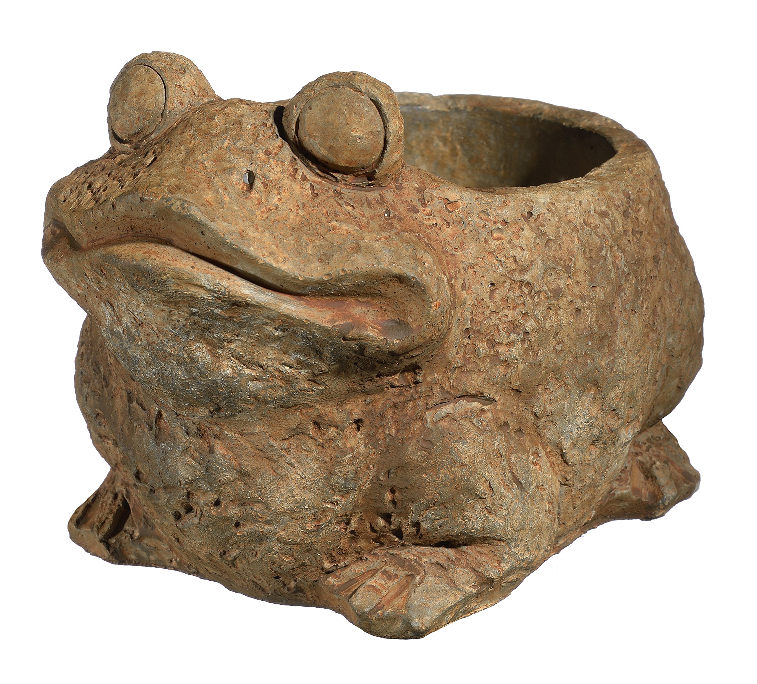 Classic Home and Garden Cement Buddies Indoor Outdoor Planter with Drainage Hole, Frog, Rust, Small, 5.5in