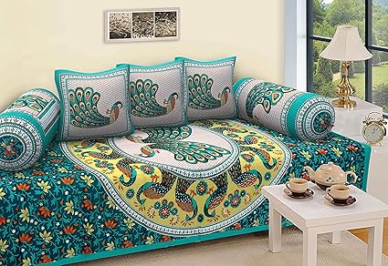 RajasthaniKart 6 Piece Cotton Single Diwan Set - Abstract, Multicolour