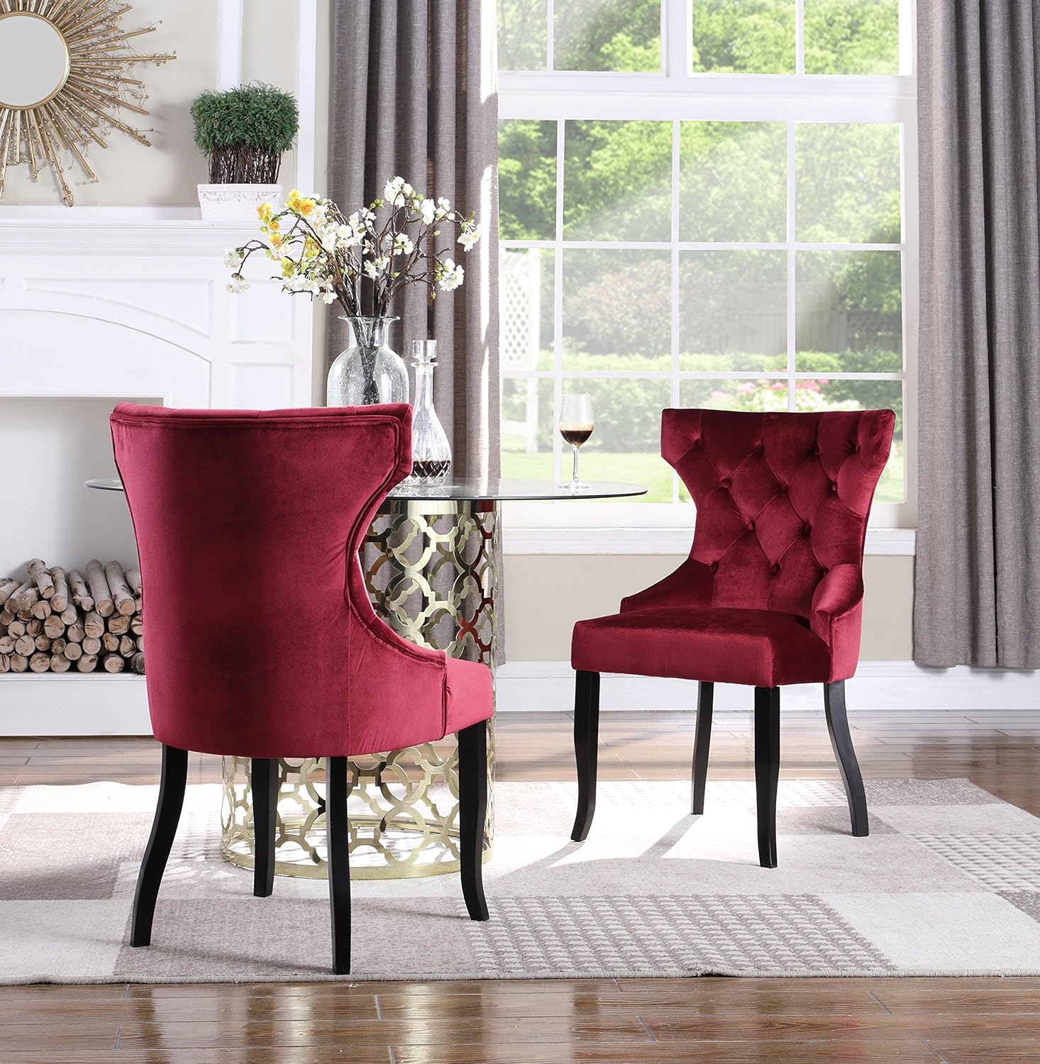 Best tufted wingback dining chair red