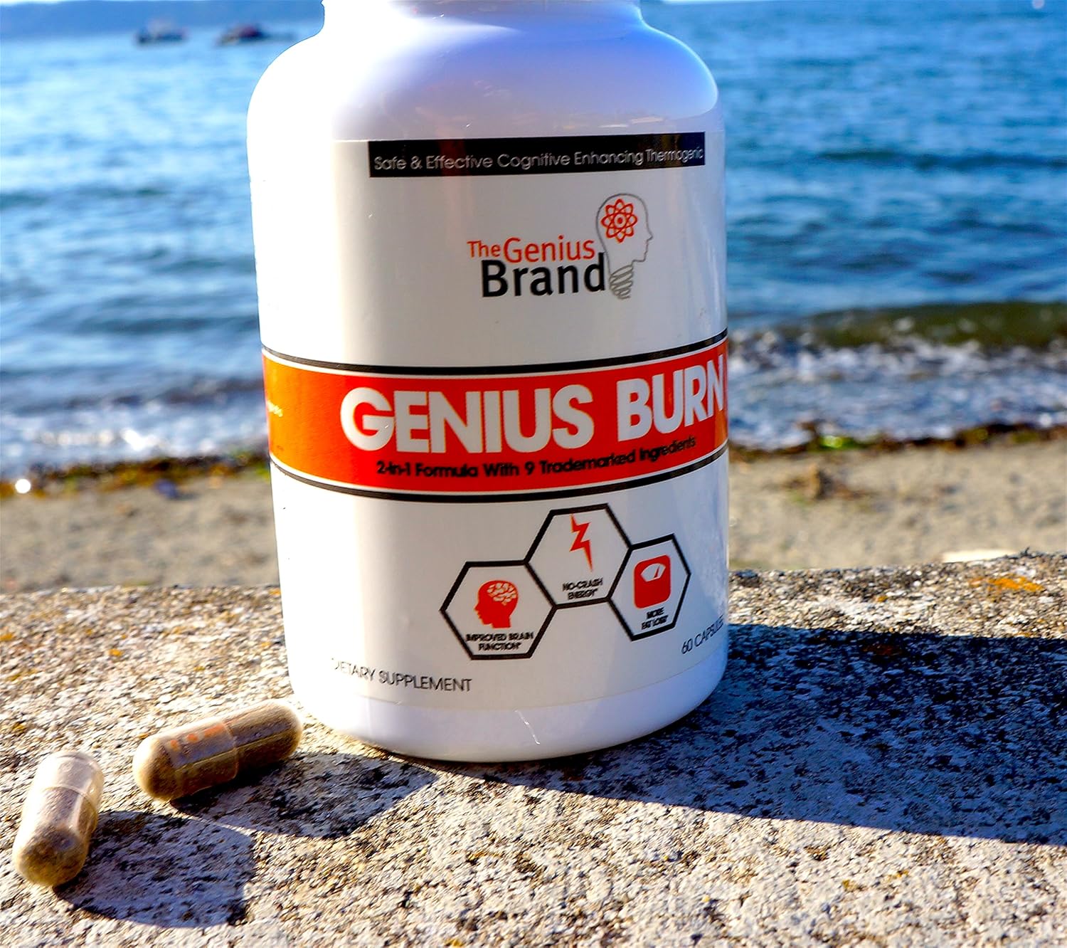 Genius Fat Burner - Thermogenic Weight Loss & Nootropic Focus Supplement - Natural Metabolism & Energy Booster for Men & Women | Thyroid Support and Appetite Suppressant w/ Gymnema Sylvestre, 60 Pills: Health & Personal Care