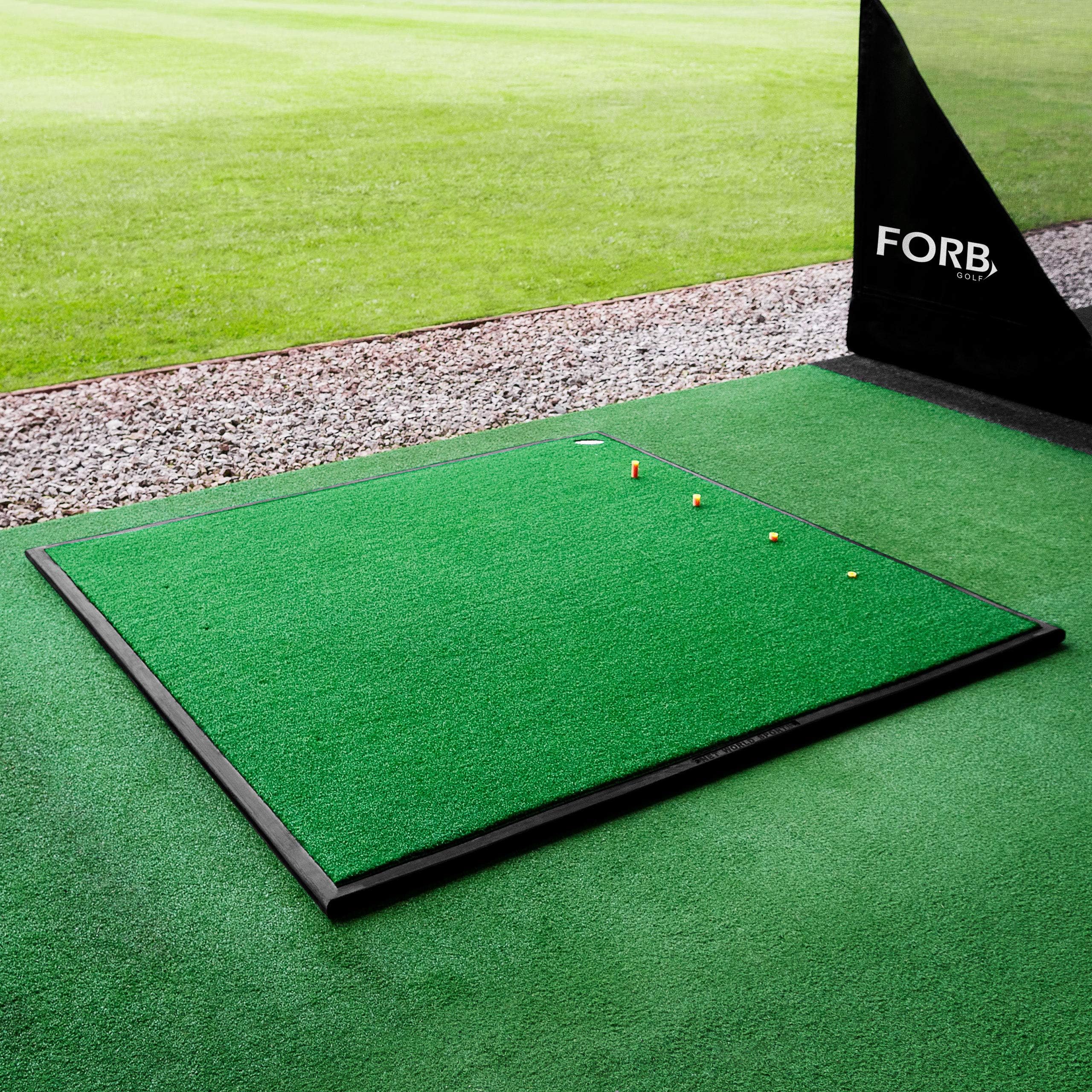 FORB Driving Range Golf Practice Mat With Golf Tees | Professional Quality | Optional Rubber Mat Base & Tray | 30mm…