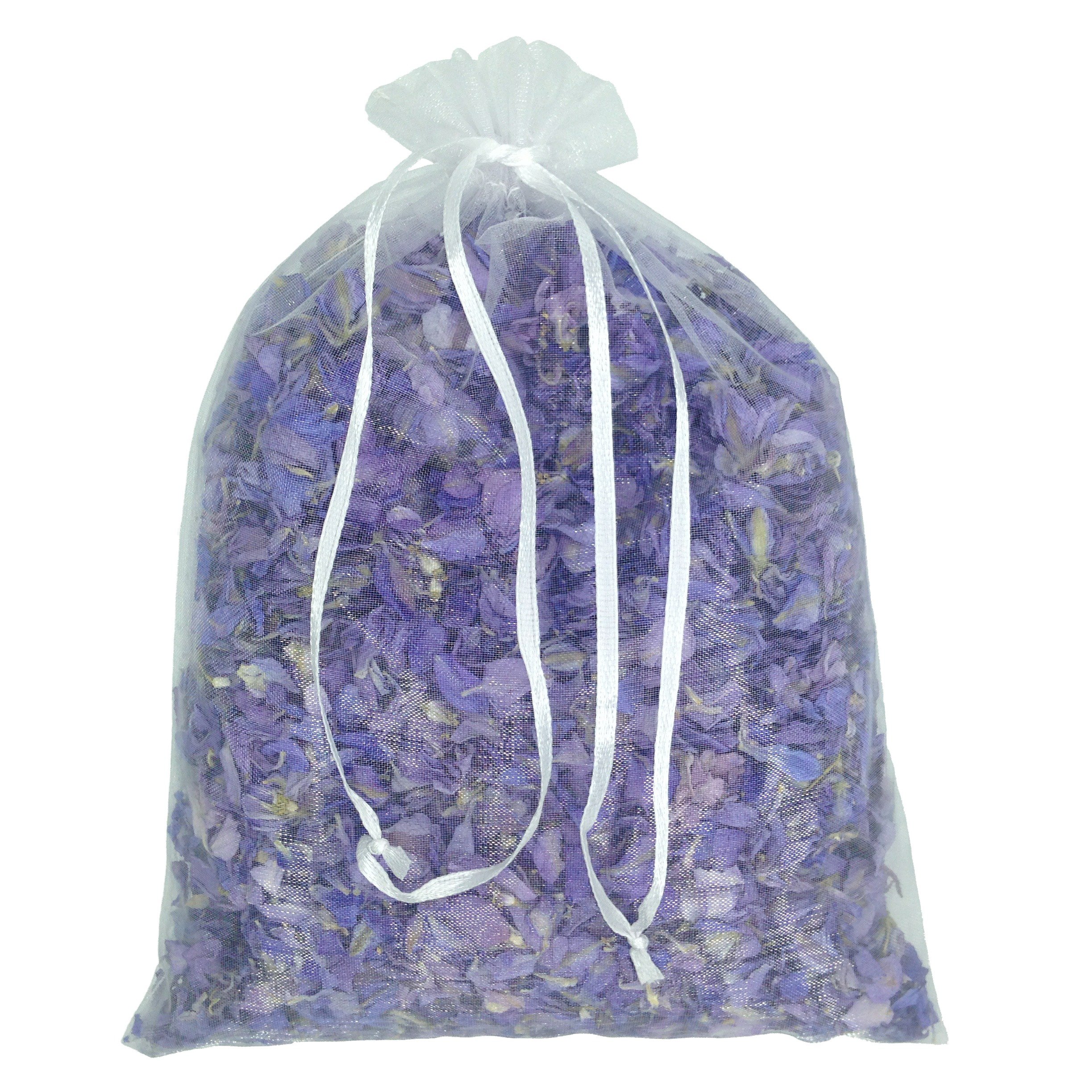 Truly Madly Deeply Purple 1 Litre Natural Biodegradable Delphinium Petals with a White Organza Bag - Wedding Throwing Confetti