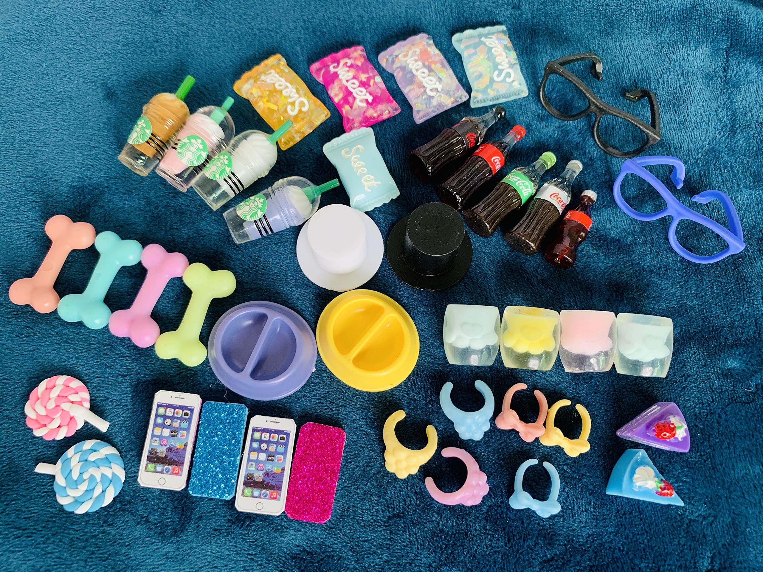 Judylovelps lps Accessories (8pcs Random) lps Accessories Bone Drinks Candy Collar Coffee Cake Glassess Cola fot lps Pets