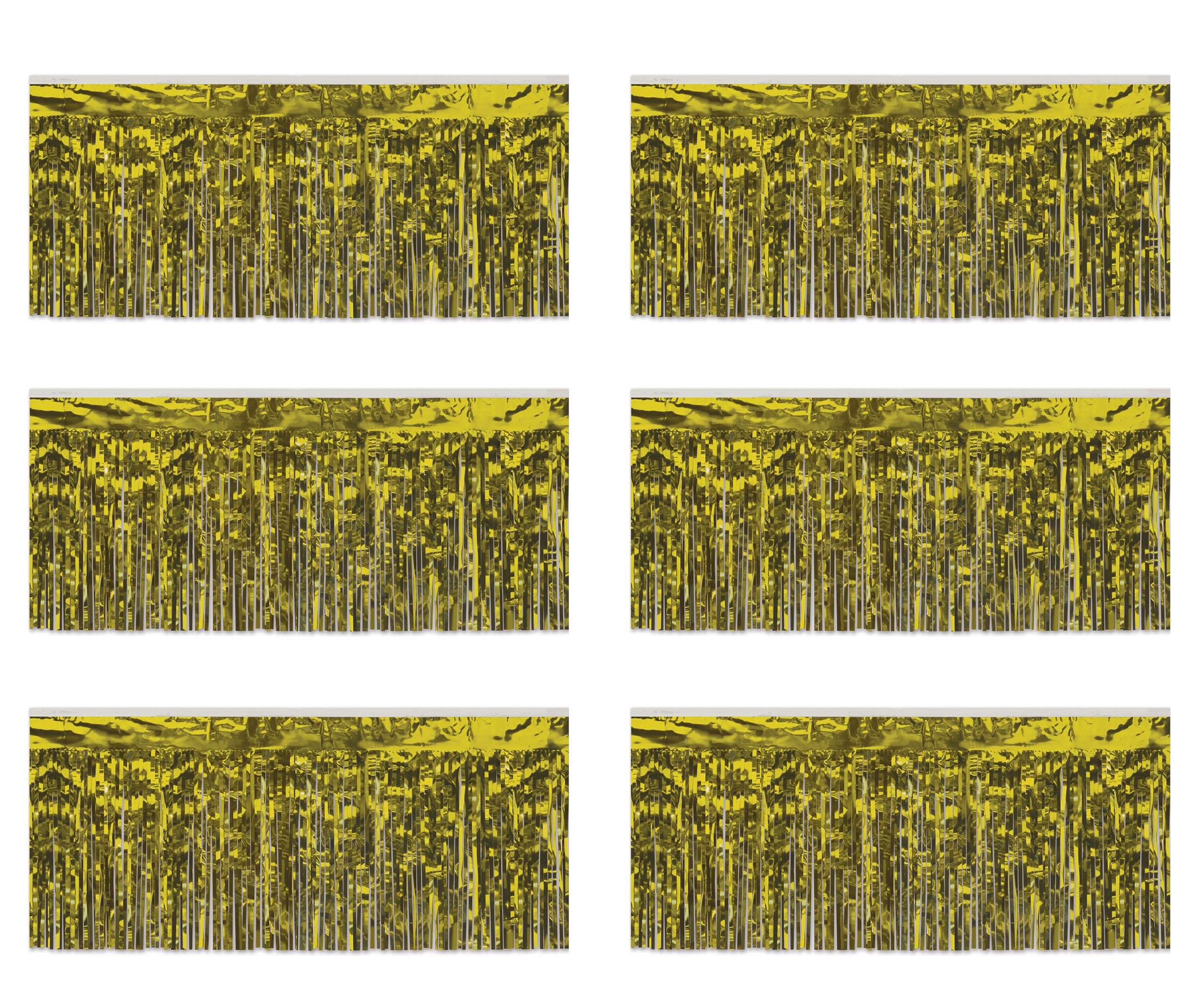 Beistle 55038-GD 6-Piece 1-Ply Flame Resistant Metallic Fringe Drapes, 15 by 10-Feet