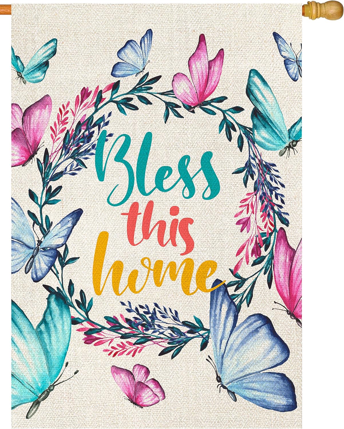 Atenia Butterfly Garden Porch Flag, Double Sided Garden Outdoor Yard Spring Decorative Home Flags for Summer Decor (House Size - 28X40)