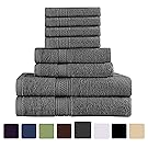 Utopia Towels Premium 8 Piece Towel Set (Grey) - 2 Bath Towels, 2 Hand Towels and 4 Washcloths - Cotton - Hotel Quality - Super Soft and Highly Absorbent