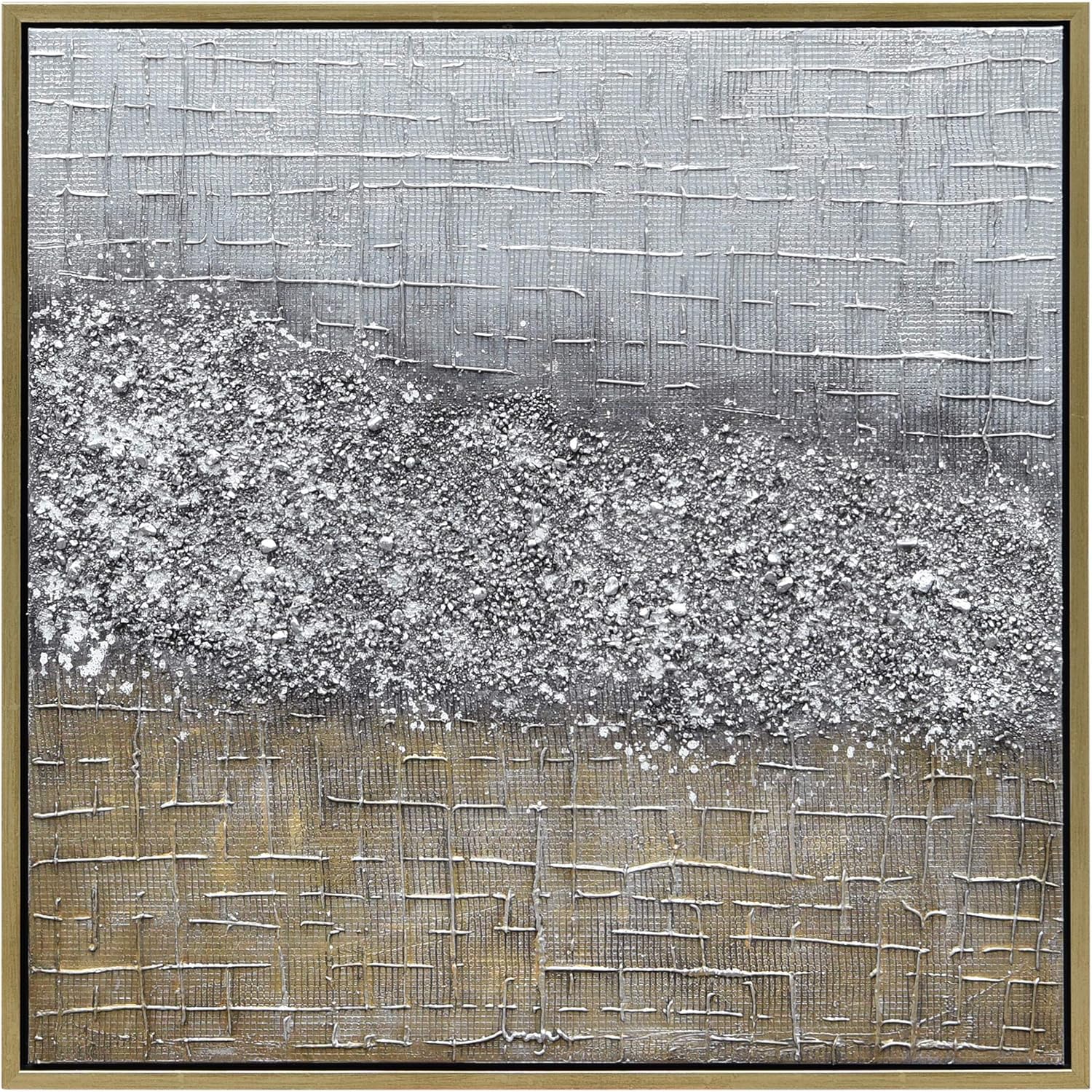 Paintings - Empire Art Direct Abstract Wall Art Textured Hand Painted Canvas by Martin Edwards, Gold Frame, 36