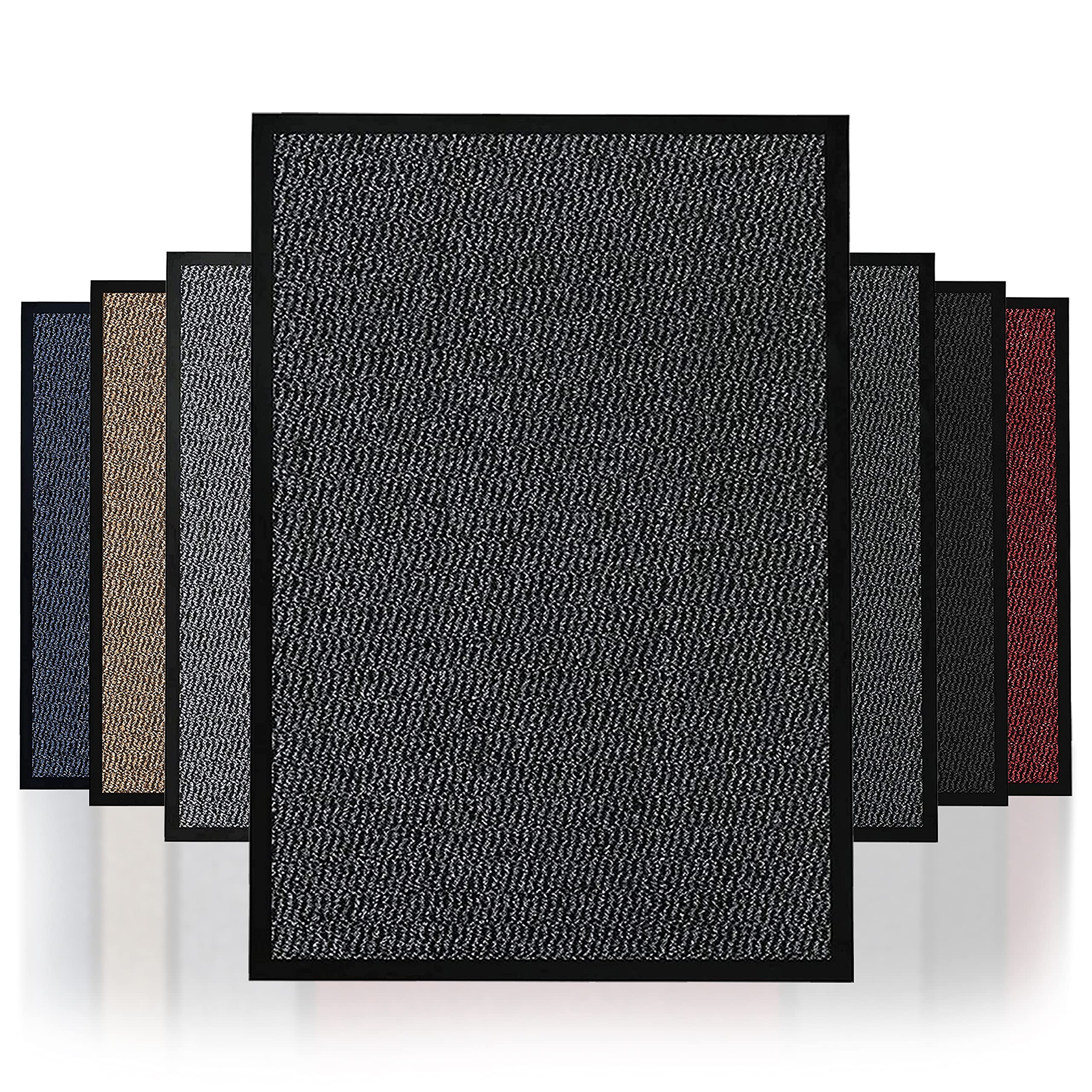 NAUSHA Dirt Trapper Door Mat Heavy Duty indoor & outdoor Rubber Non-Slip Floor & Kitchen Barrier Mat Easy Clean Absorbent Soft Feel Entrance Rug Shoes Scraper Floor Mat (Grey, 40x60 cm)
