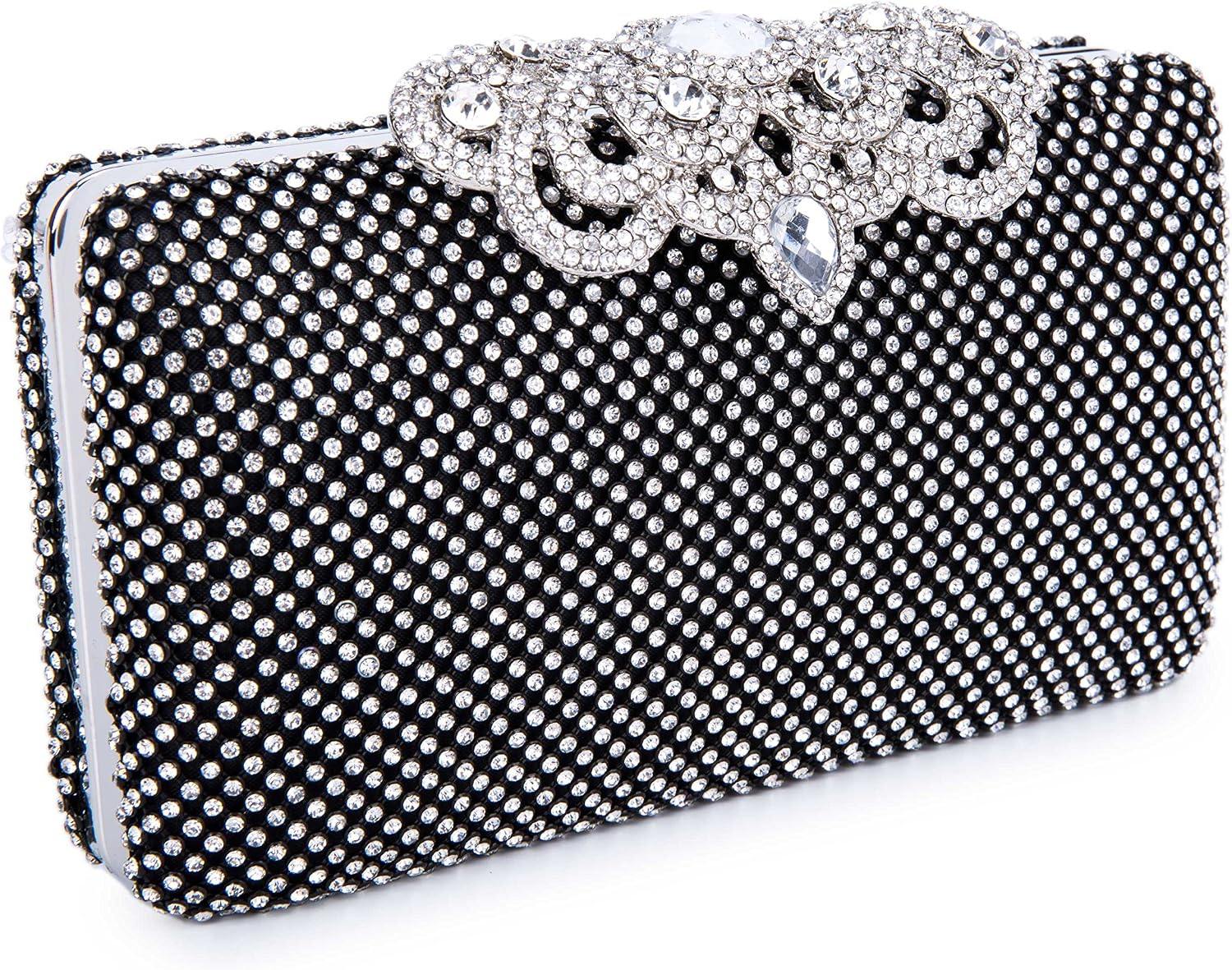 Women's Evening Dinner Cultch Bag Diamond Prom Party Handbags, Black - Image 3