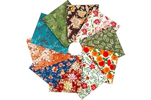 Craftido -25 Options- 100% Cotton Quilting Fabric Bundles 10pcs Fat Quarters 18”x21”-Medium Weight 5.2 oz- for Quilting, Sewing Project, Patchwork, DIY Crafts - Retro Style