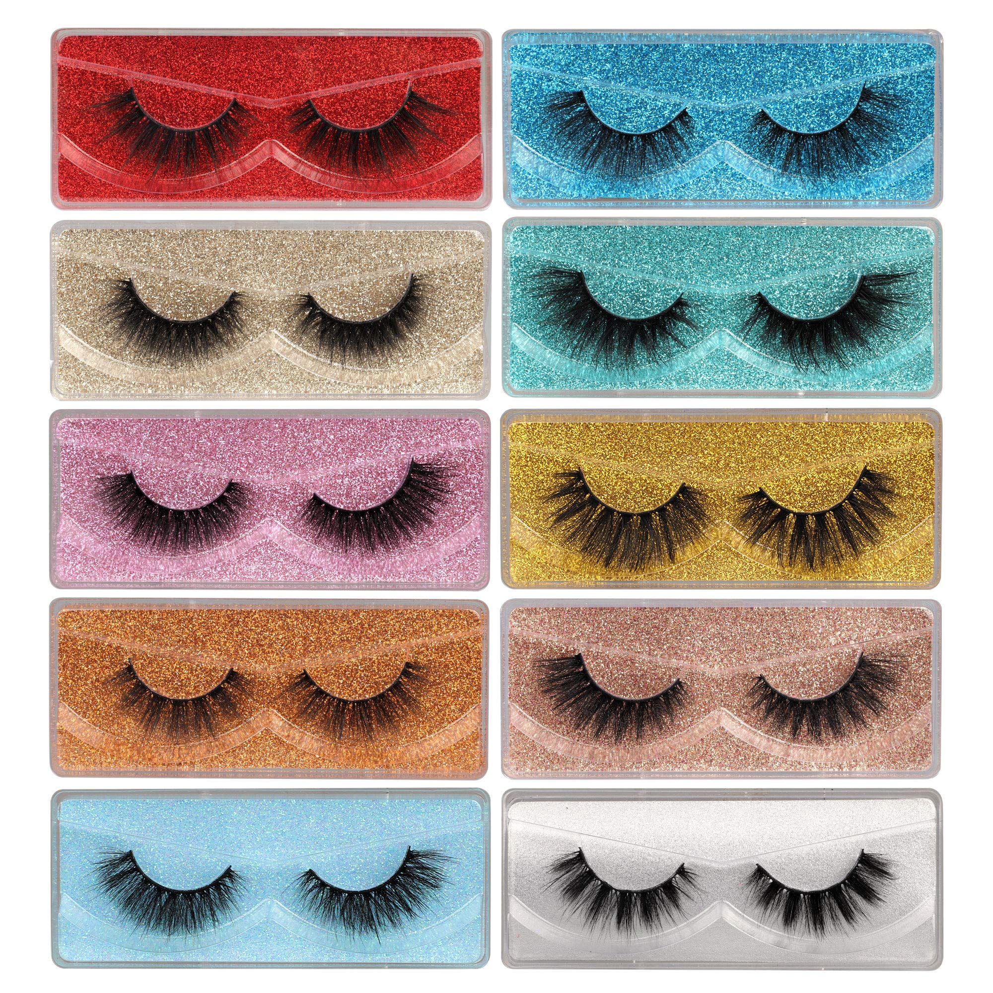 Newcally Lashes False Eyelashes Natural 3D Faux Mink Eye Lashes 10 Pairs 10 Styles Fluffy Wispy Fake Eyelashes Dramatic Handmade Reusable Lashes Pack with 10 Portable Eyelash Boxes โ image 1