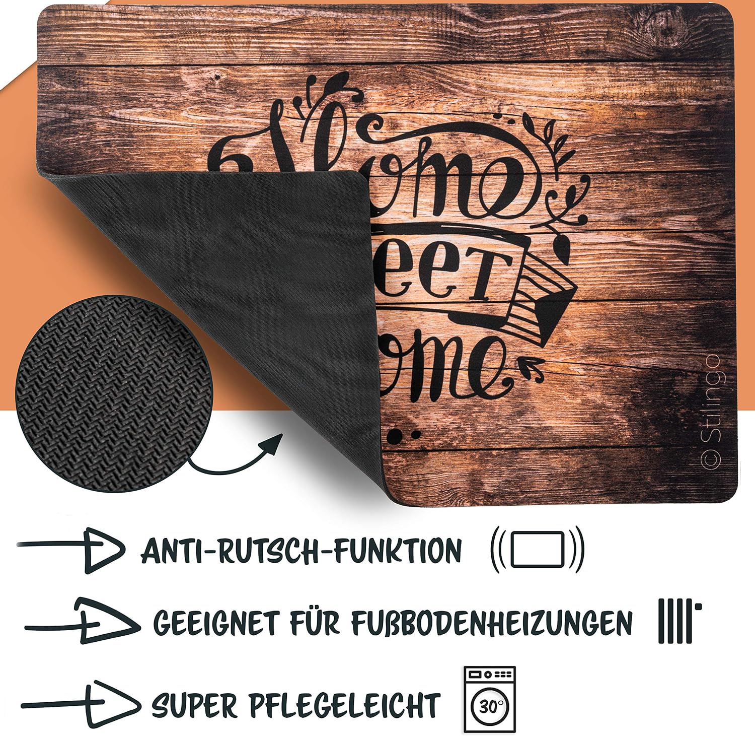 Doormat Indoor Doormat Outdoor Door Mat Doormat Home Sweet Home Saying Dirt Trap Mat Entrance Stilingo Mat Mat Front Door 70 x 50 cm - Image 3