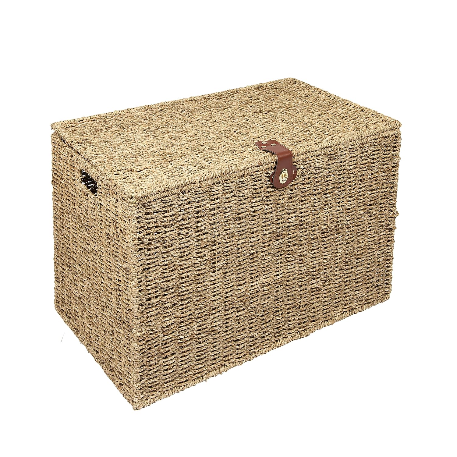 Woodluv Natural Seagrass Storage Trunk Linen Laundary Storage Basket