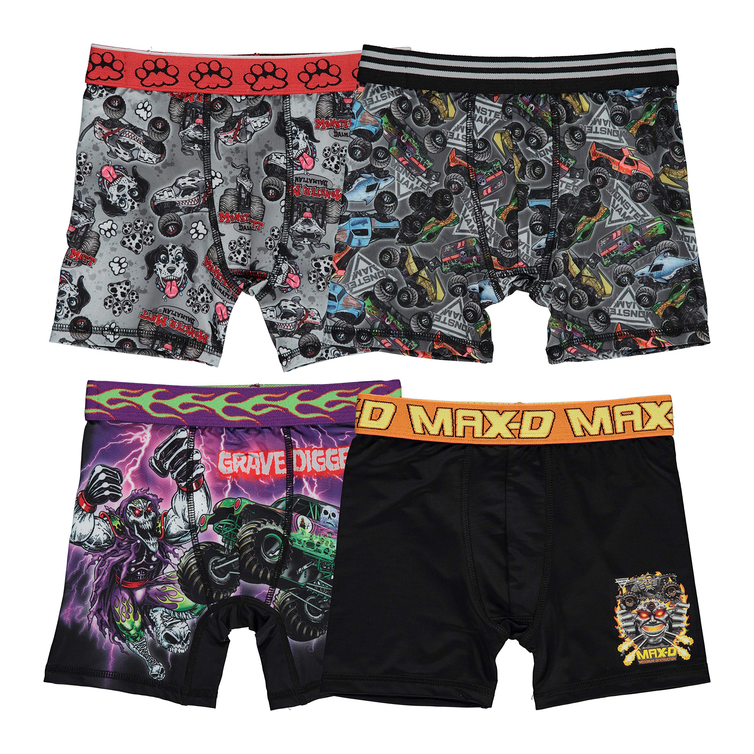Monster Jam Exclusive 7-Pk Athletic Boxer Briefs with Grave Digger, El Toro Loco & more, 2