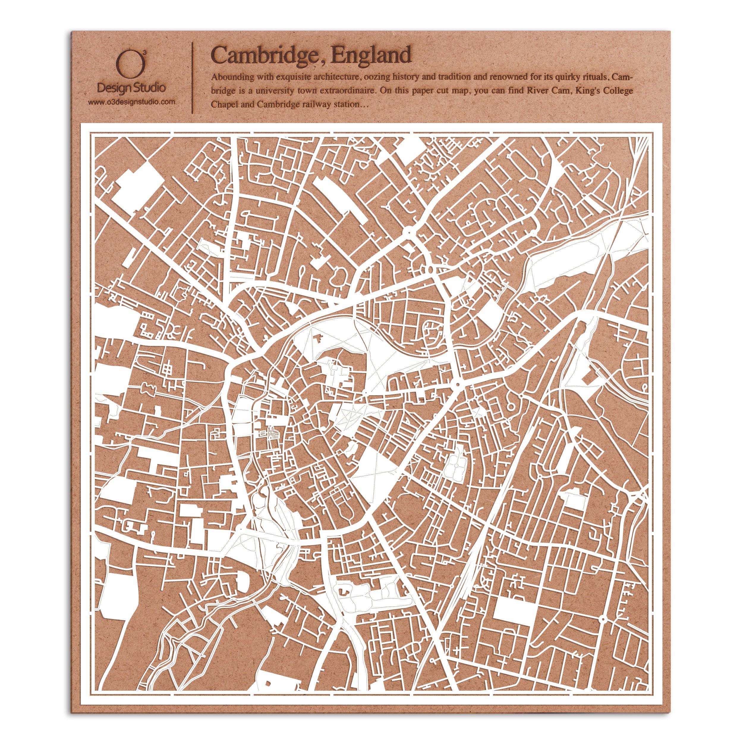 Cambridge Paper Cut Map White 30x30 cm Paper Art — image 1