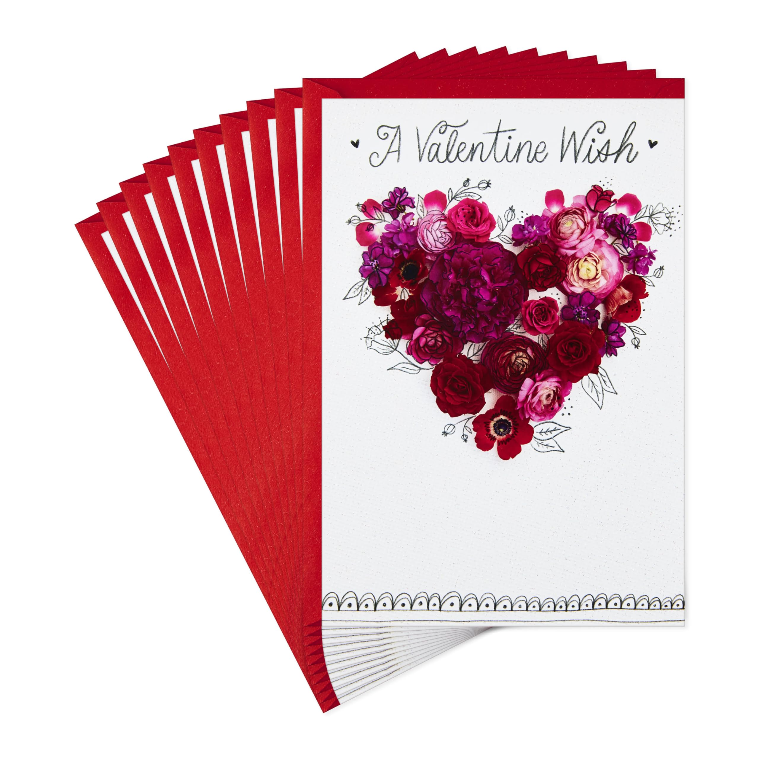 Hallmark Pack of Valentines Day Cards, Valentine Wish (10 Valentine's Day Cards with Envelopes)