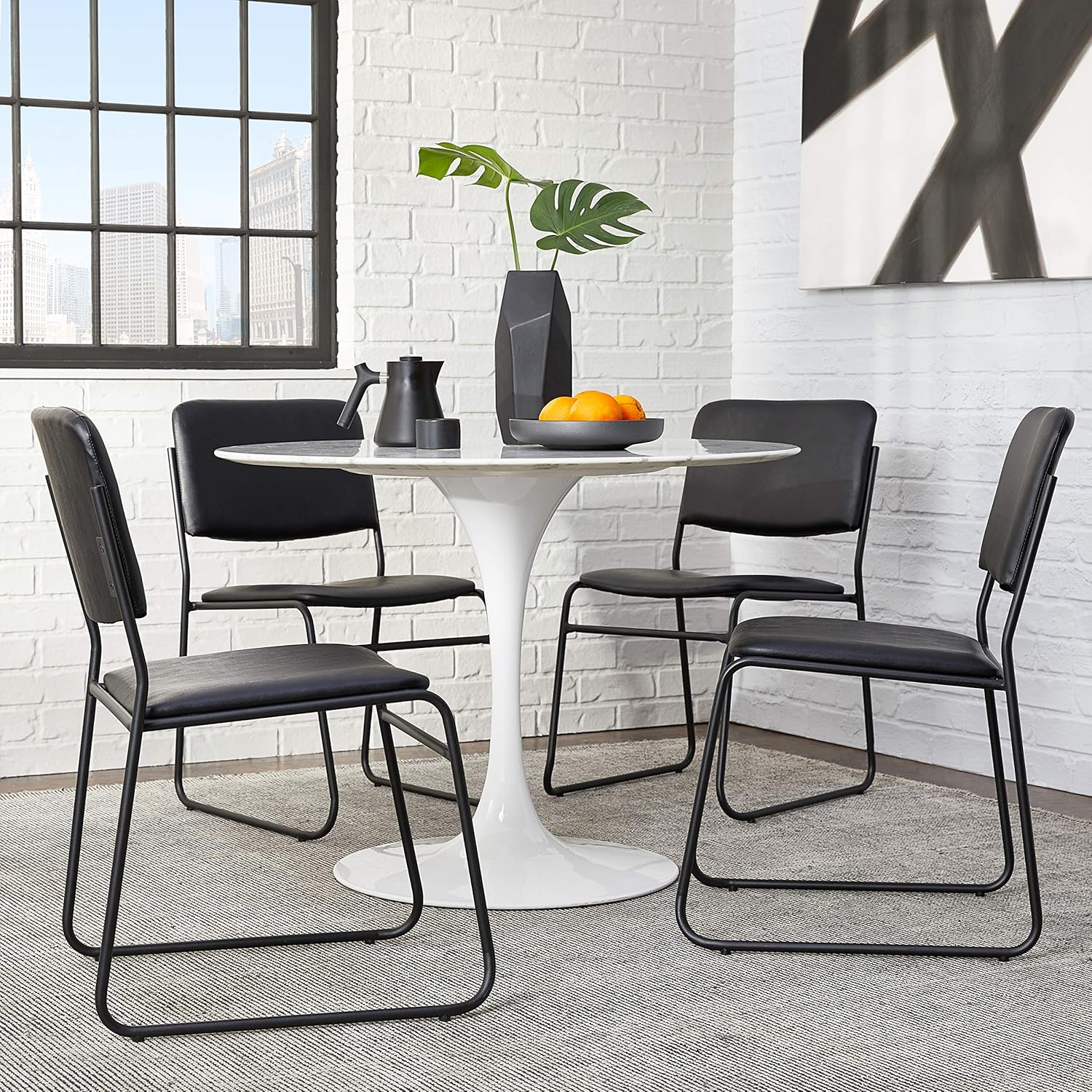 Flash Furniture 4 Pk. HERCULES Series 1000 lb. Capacity High Density Black Vinyl Stacking Chair with Sled Base: Furniture & Decor