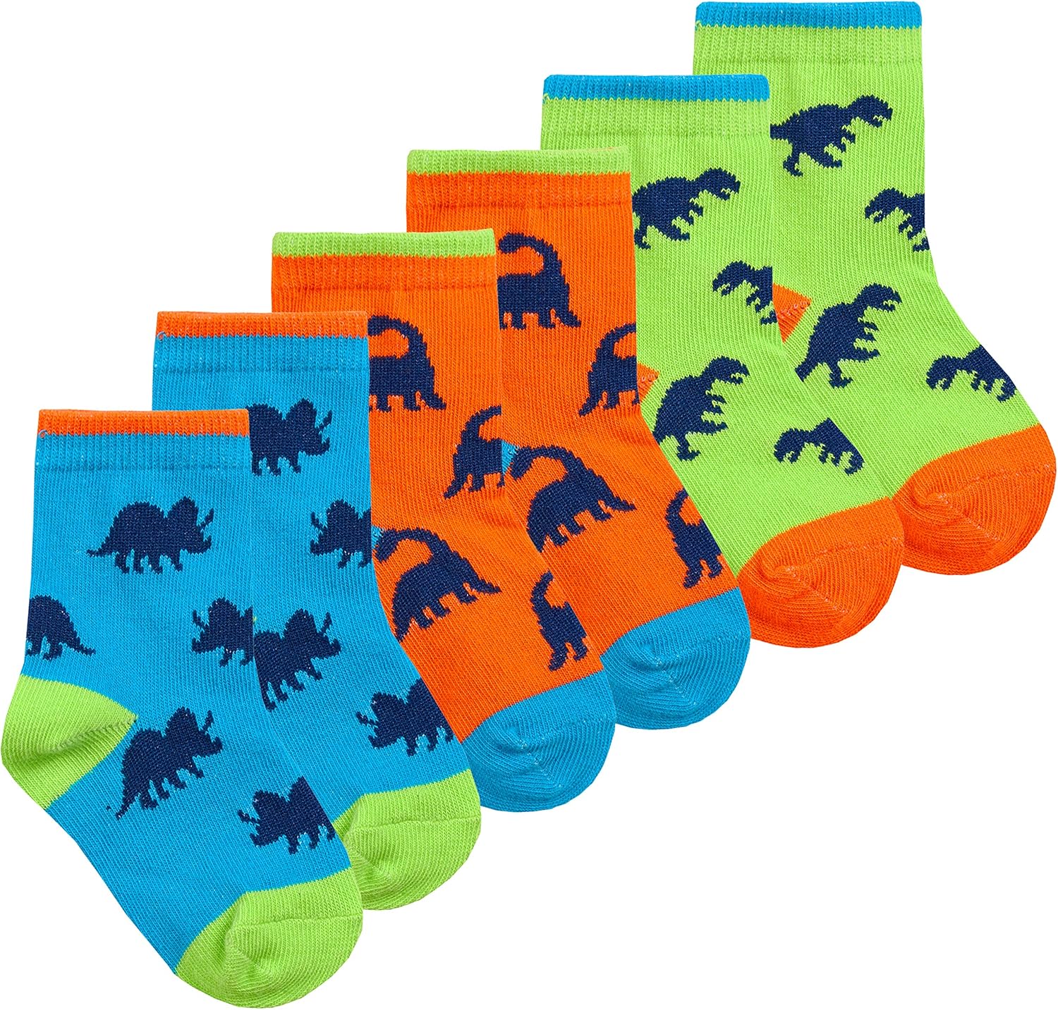 Newborn Baby Boys Socks Toddler Cotton Rich Dino Car Striped Neon