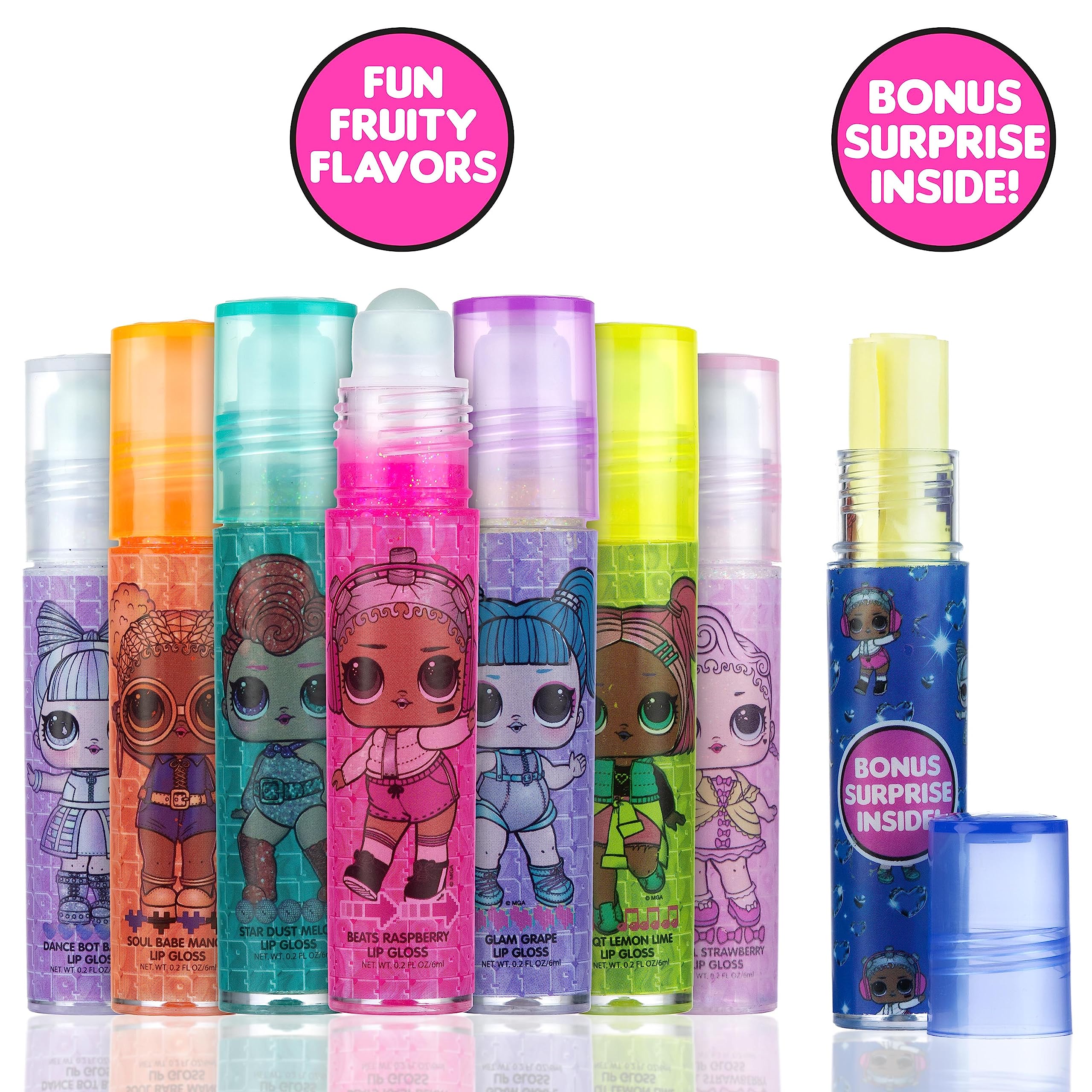 L.O.L. Surprise! Party Favors - 7PC Lip Gloss Canister with Bonus Stickers Party favor