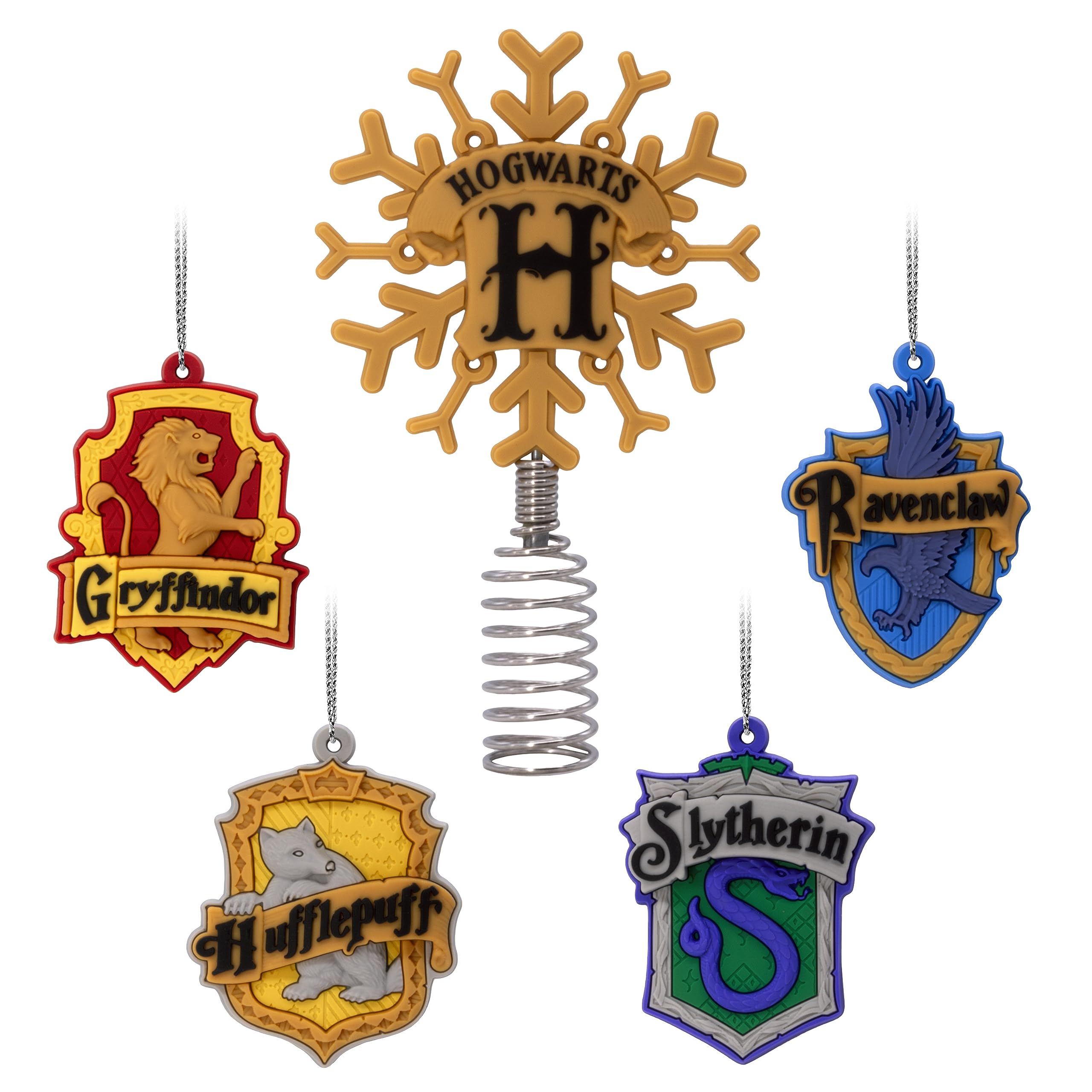 Hallmark Harry Potter 5" Miniature Christmas Tree Topper and 1.89" Mini Ornaments, Set of 5, Shatterproof